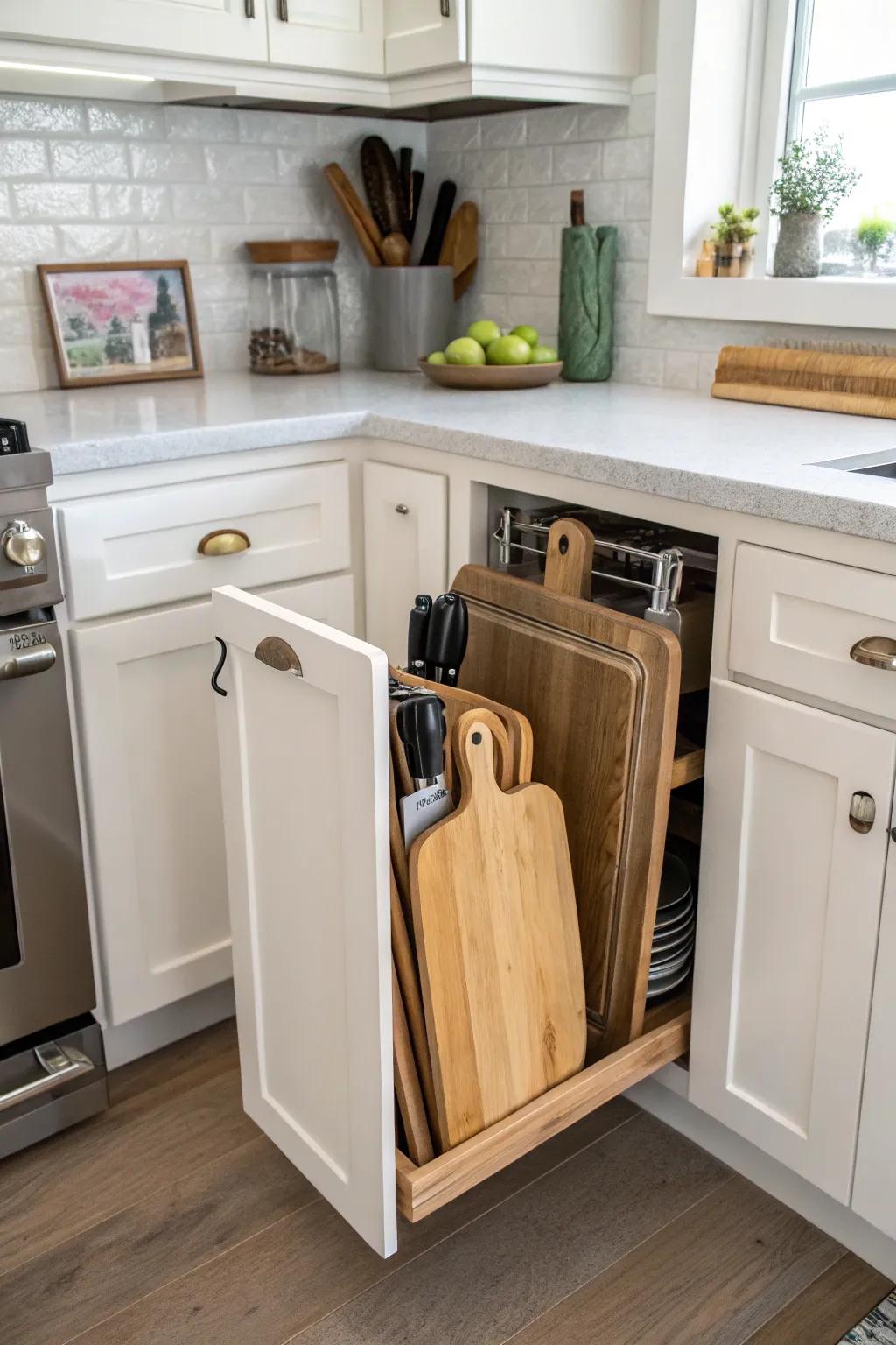 Keep your kitchen organized with a dedicated slot for cutting boards.