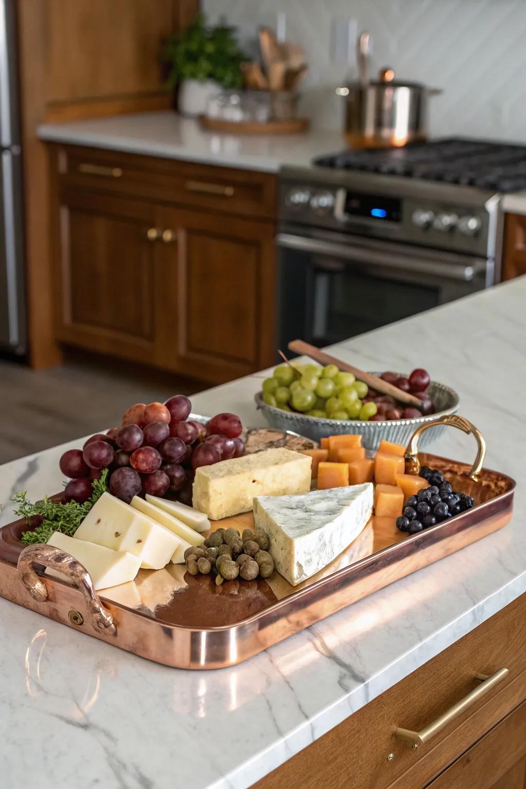 Serve your cheeses in style with a charming copper board.