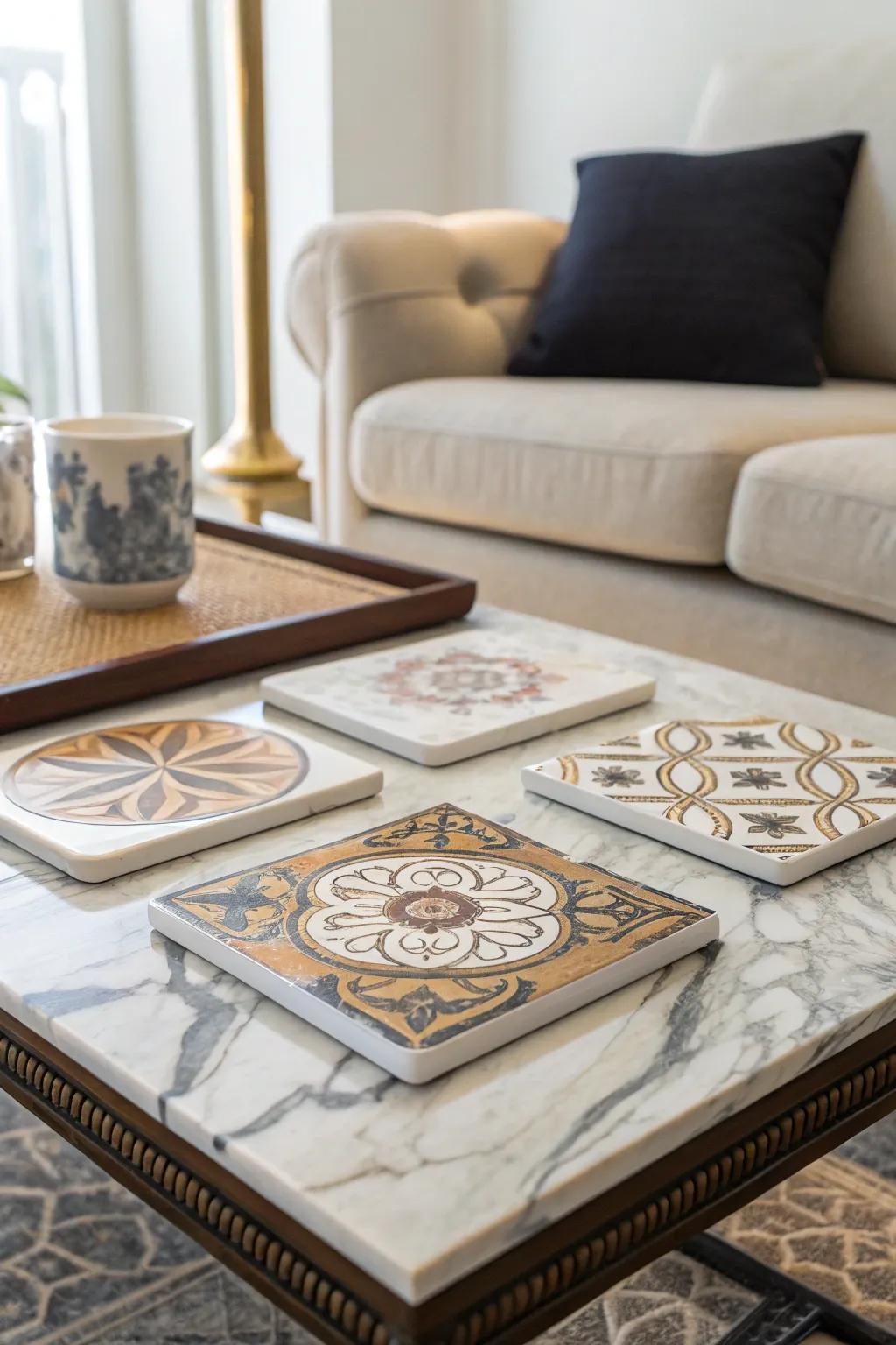 Protect your surfaces with stylish customized coasters.