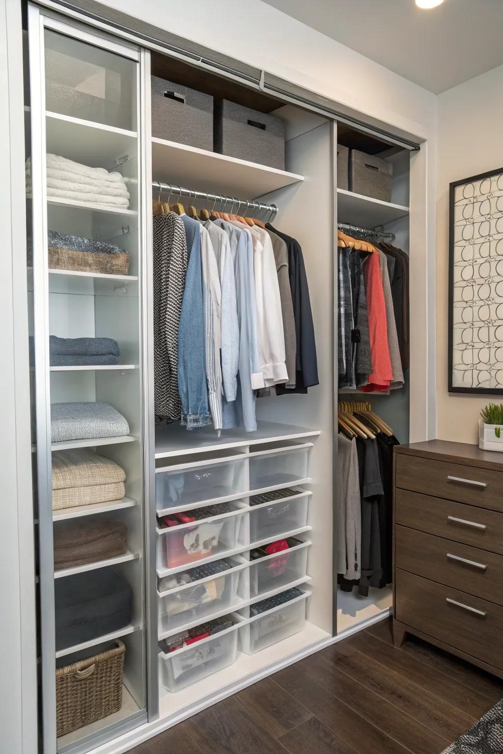 Pull-out drawers provide discreet and efficient storage solutions.