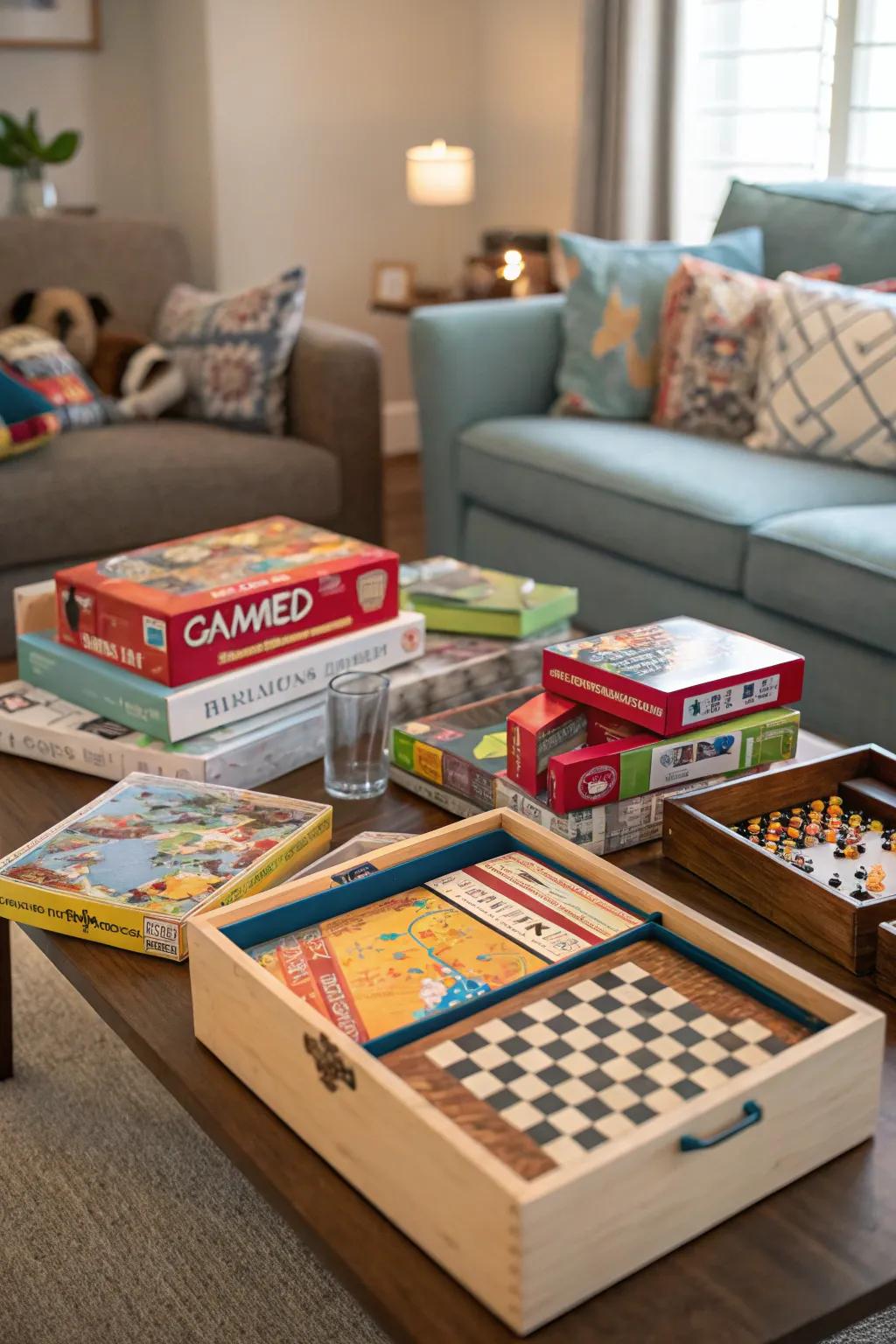 Puzzle and board game sets for fun and engaging evenings.