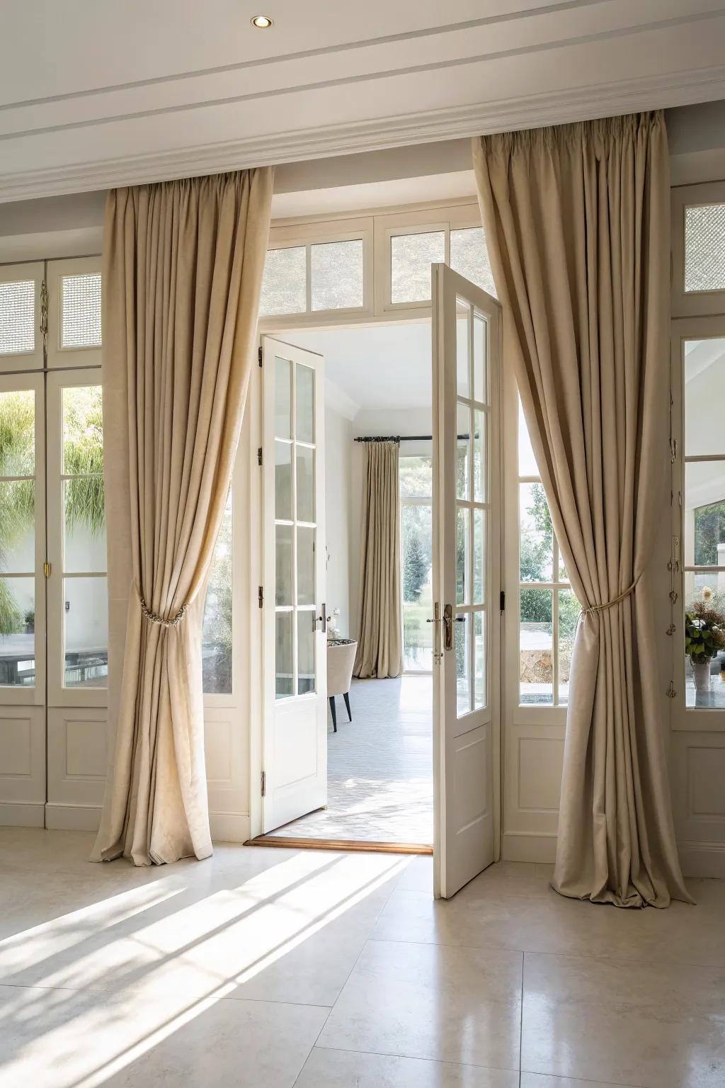 Wall-to-wall curtains providing seamless coverage and unity in the studio.