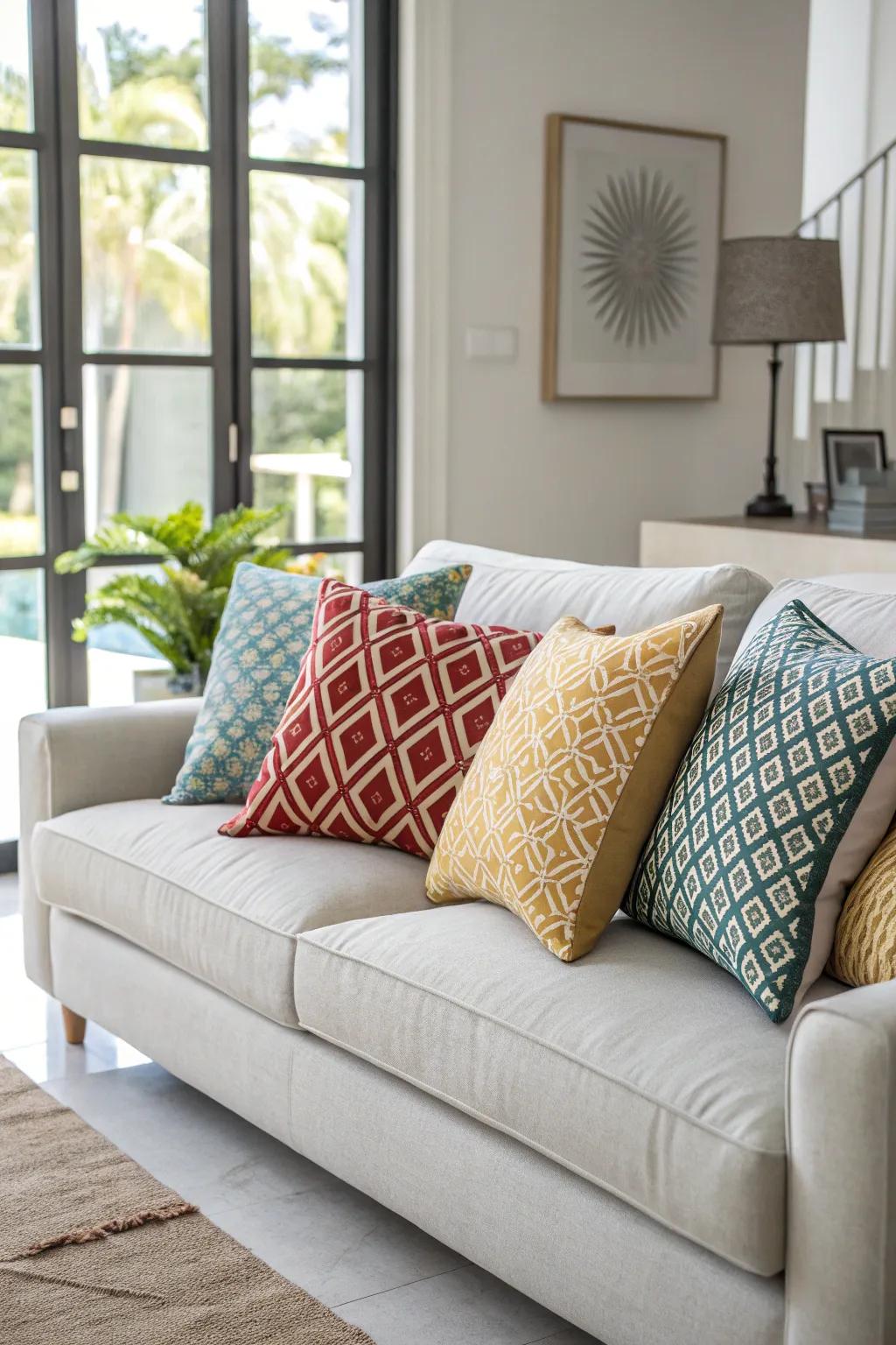 Add a touch of style with designer throw pillows.