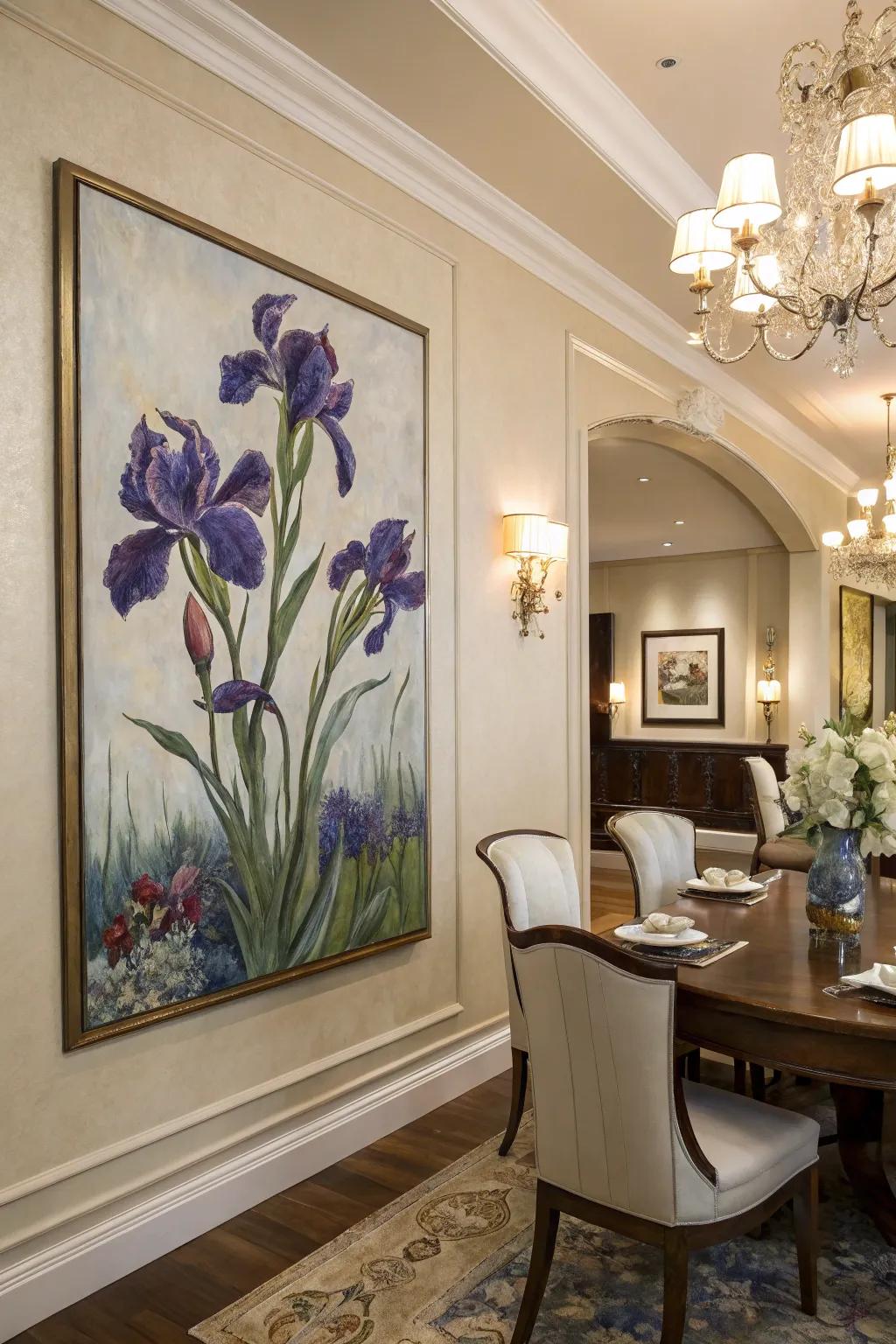 Add elegance with an inspired iris painting.