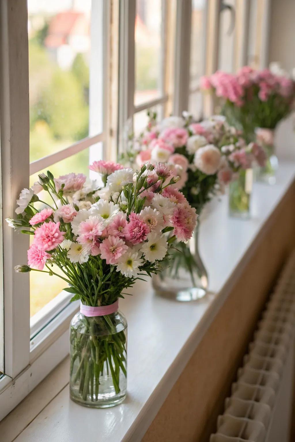 A playful window sill arrangement that catches the light.