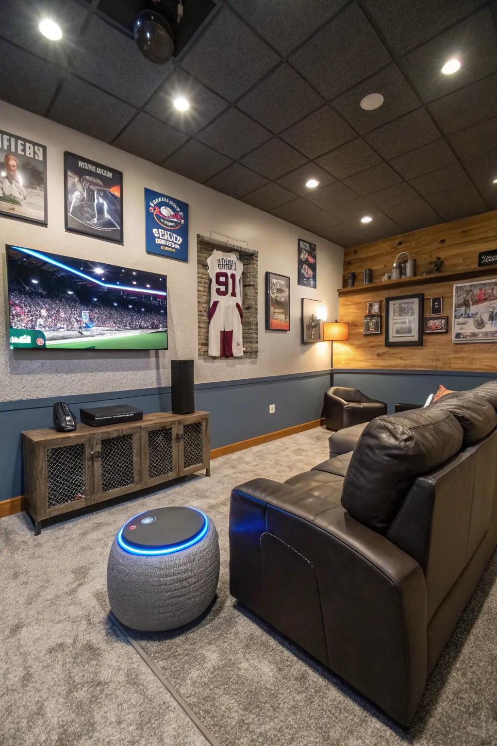 Smart home features bring convenience and modernity to your man cave.