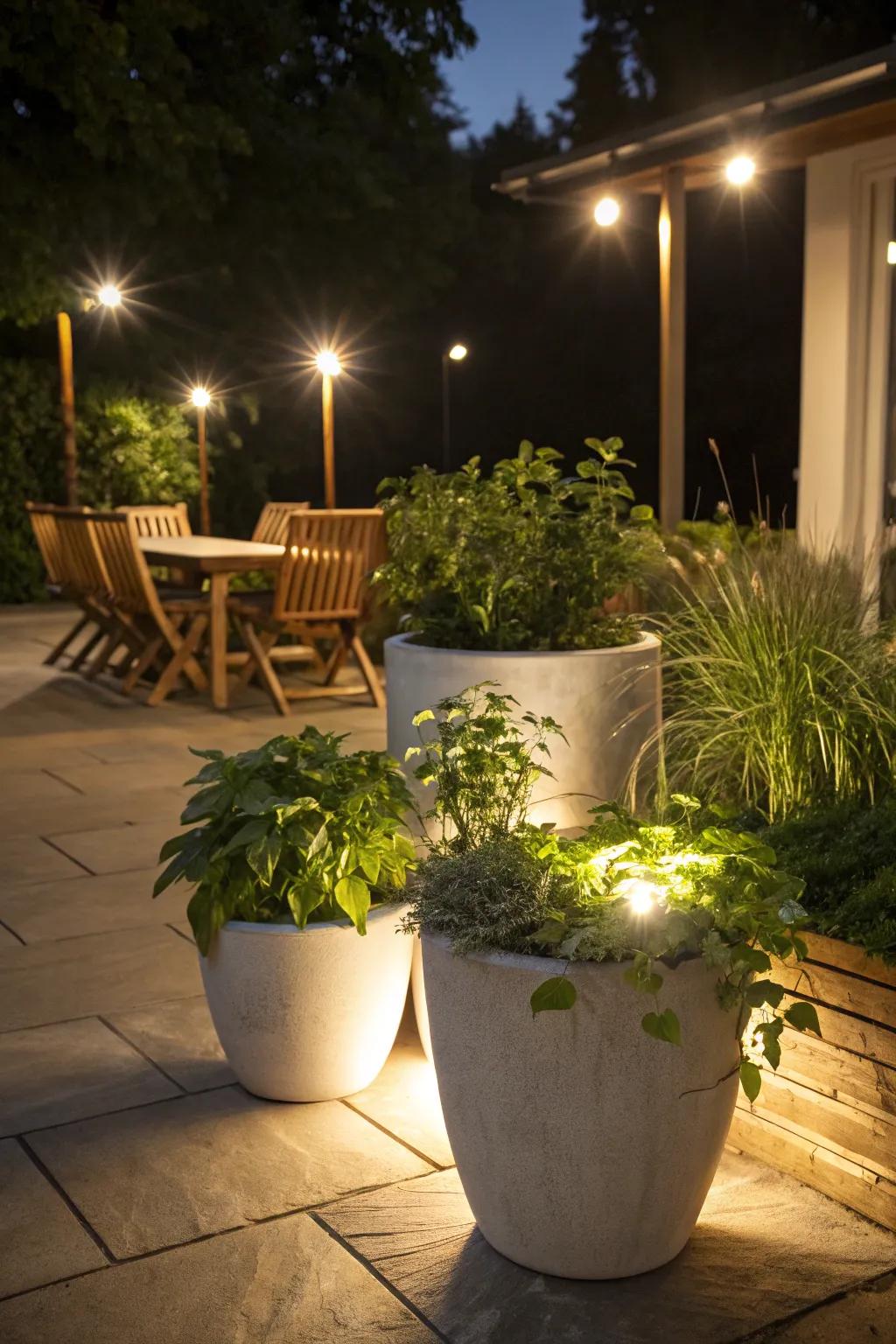 Give your plants the spotlight with solar planters.