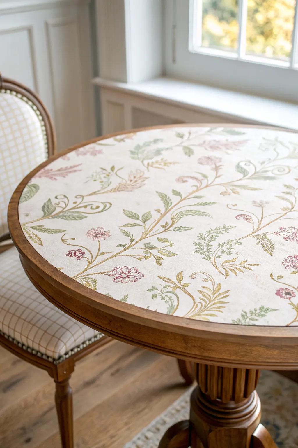 Transform your table with elegant wallpaper for a chic, modern look.