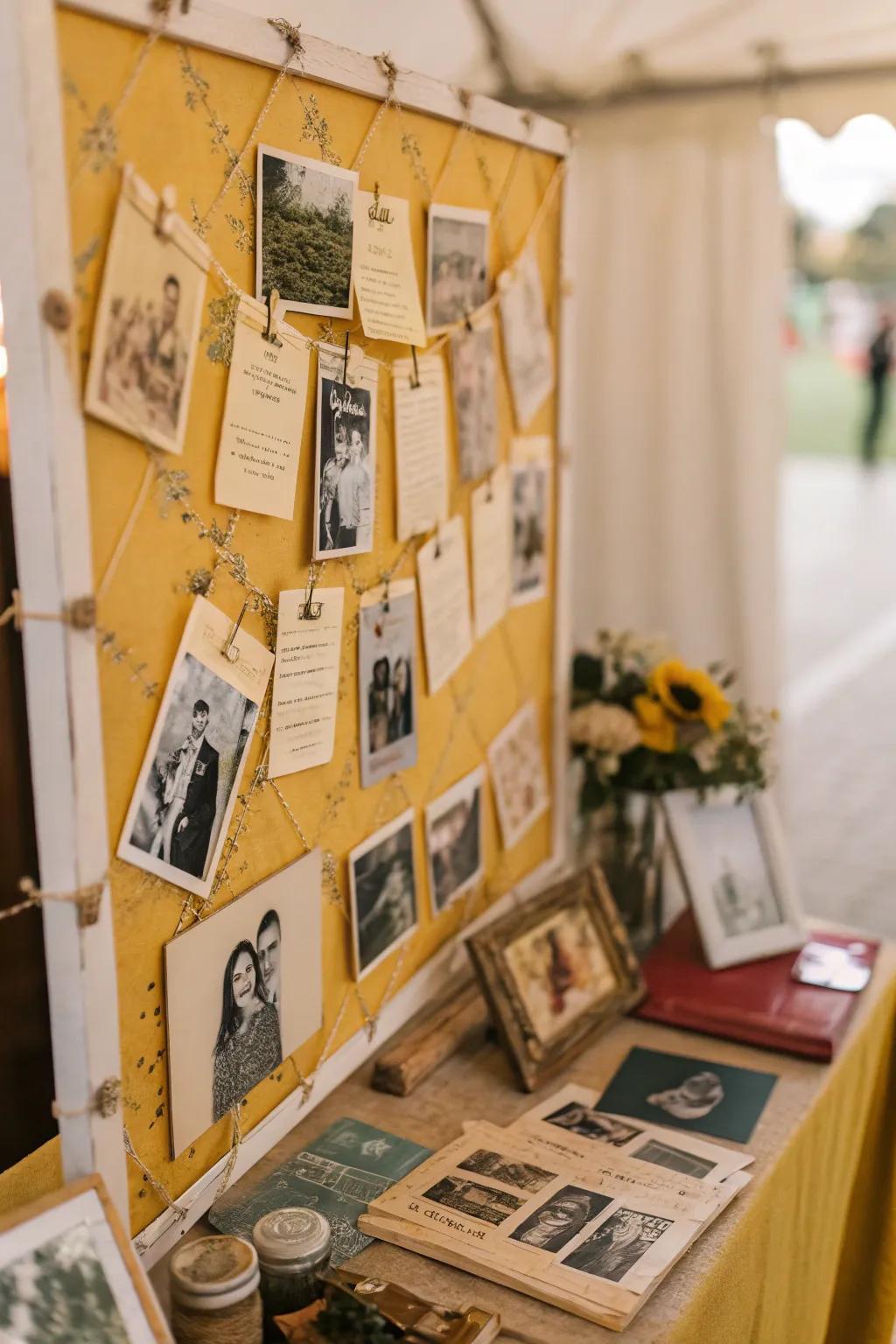 An inspiration board featuring vintage elements such as old photographs and postcards.