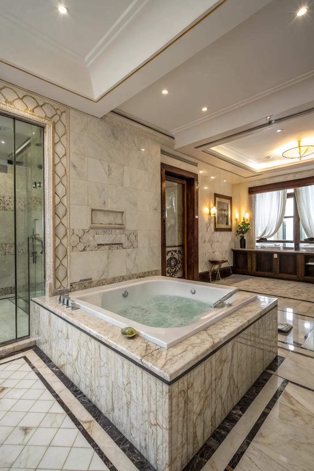 Marble-effect tiles offer luxury and sophistication without the high cost.