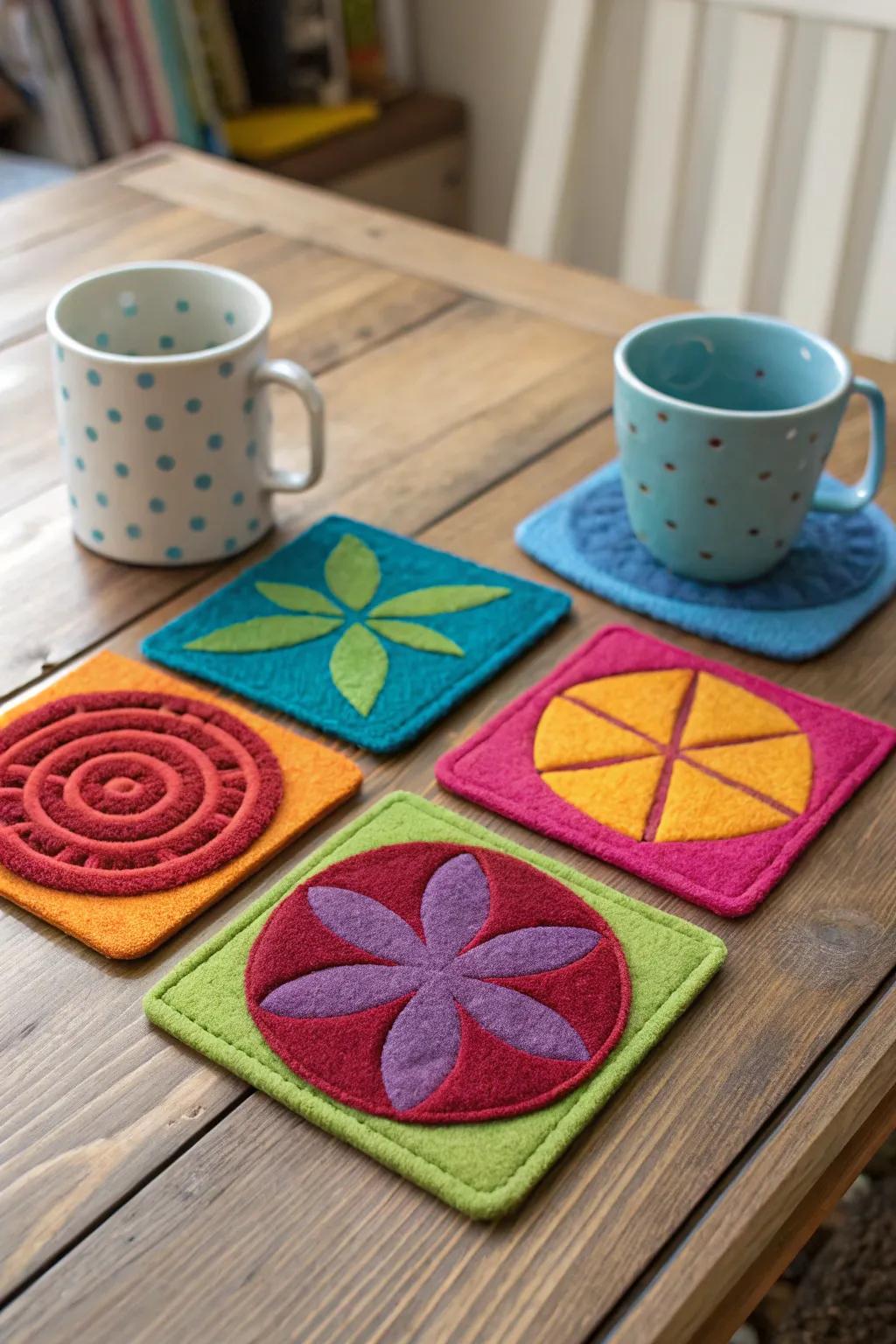 Protect your surfaces with these charming wool felt coasters.