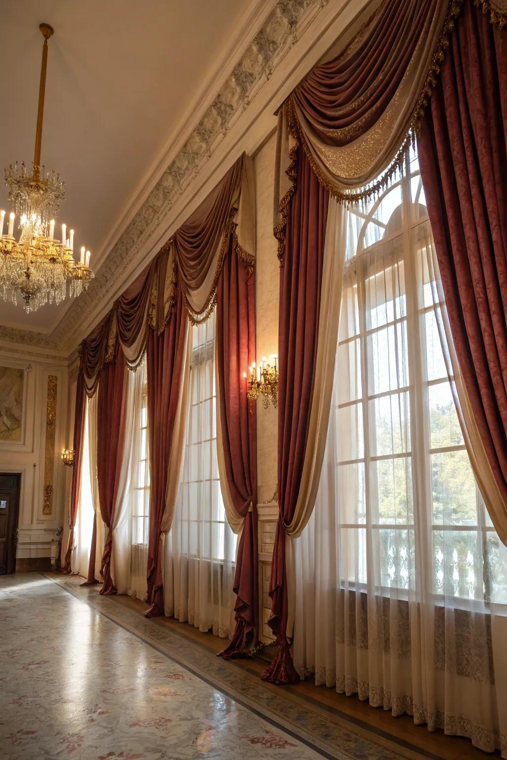 Elegant curtains add privacy and style to the keeping room.