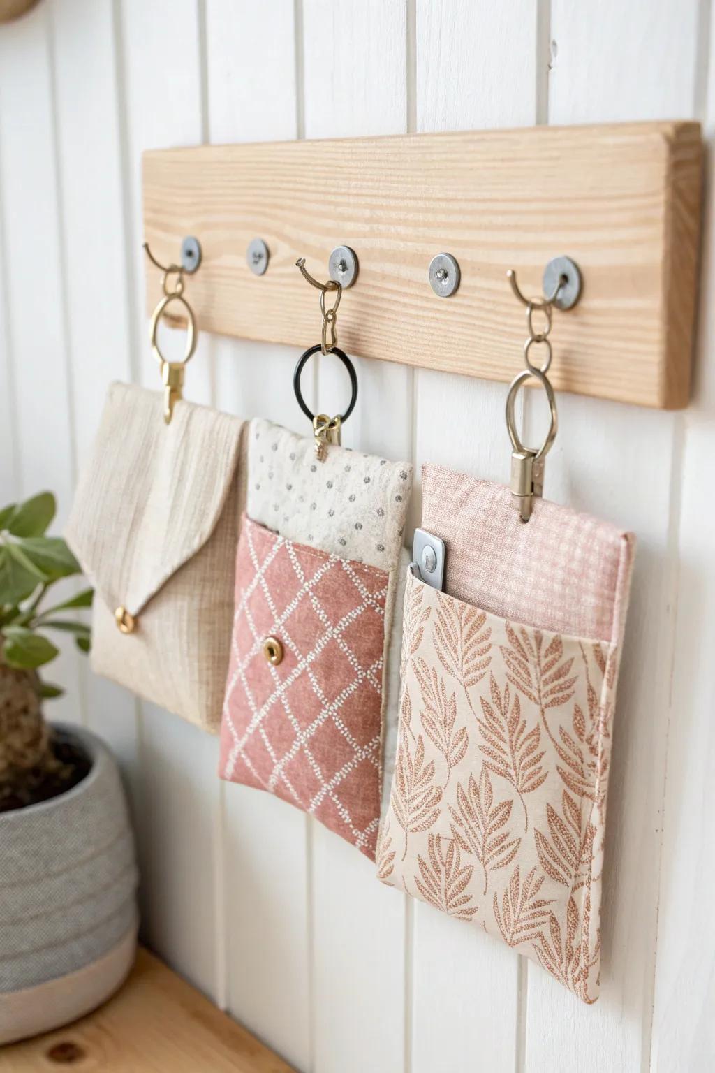 Elevate your entryway with this minimalist fabric pocket key holder, blending craftsmanship with Scandinavian simplicity.