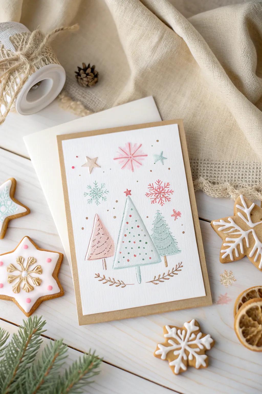 Create magic with simple shapes: Hand-stamped cookie cutter Christmas cards that kids will love!