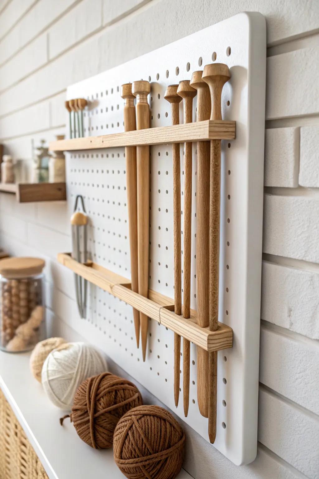 Elevate your craft space with a minimalist pegboard organizer—where functionality meets Scandinavian elegance.