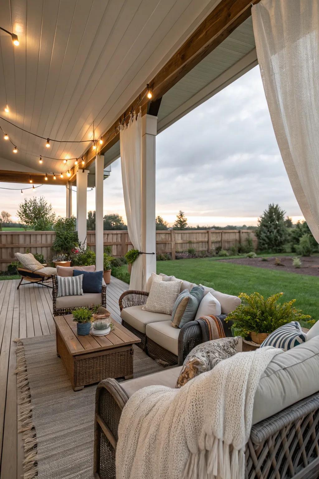 Comfortable seating makes the porch inviting.