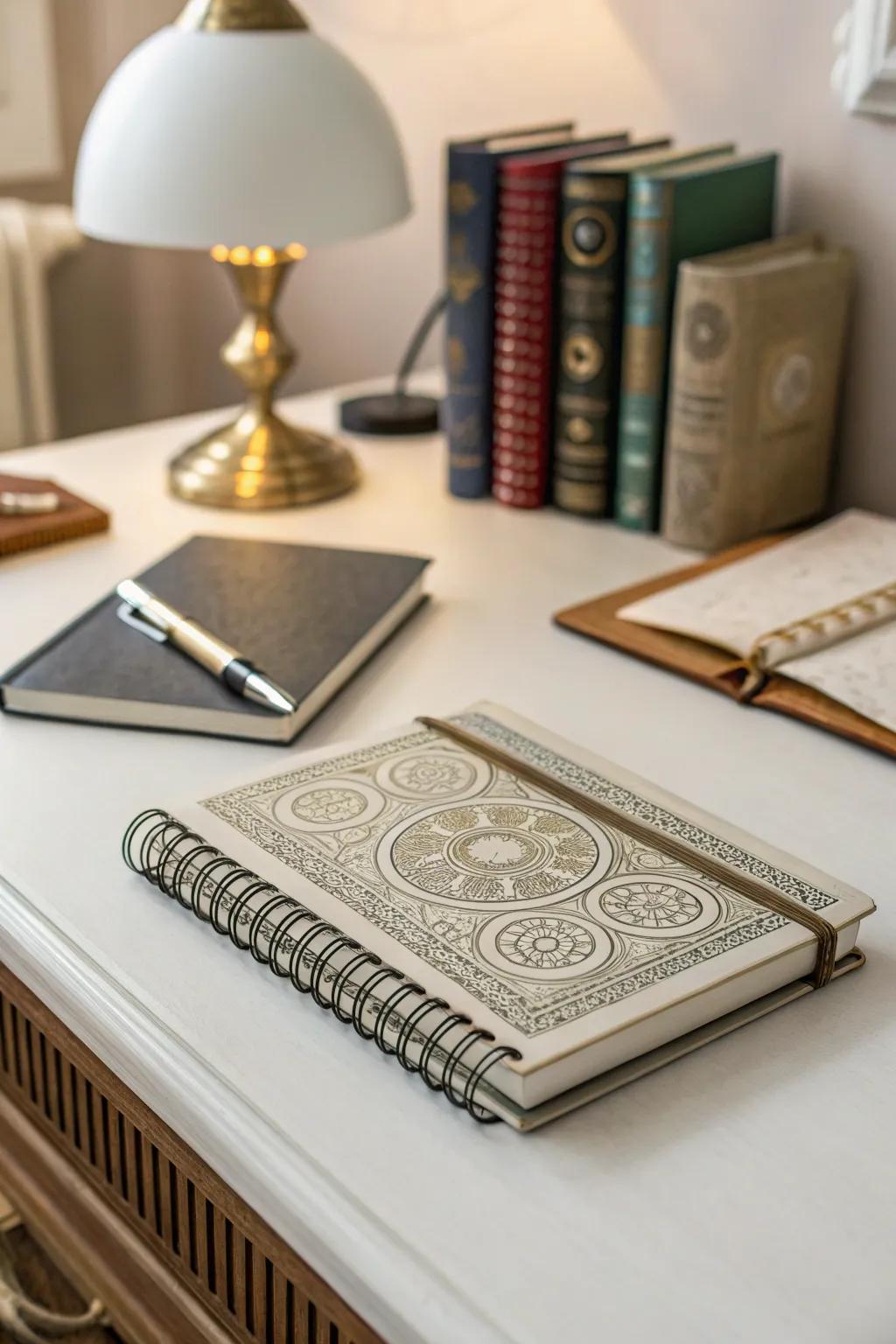 A personalized notebook, ideal for capturing ideas and memories.