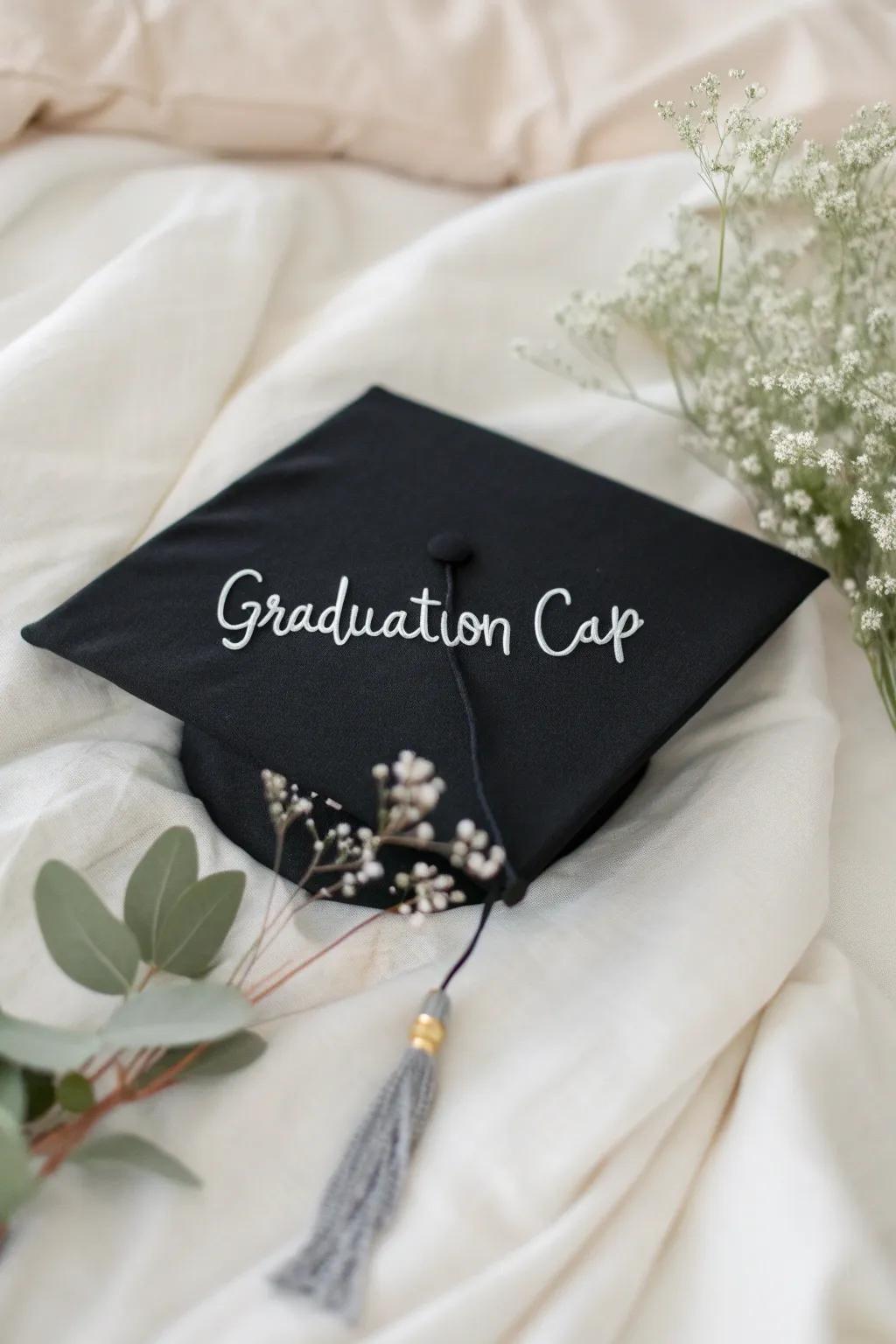 Elegance in simplicity: A minimalist grad cap design that speaks volumes.