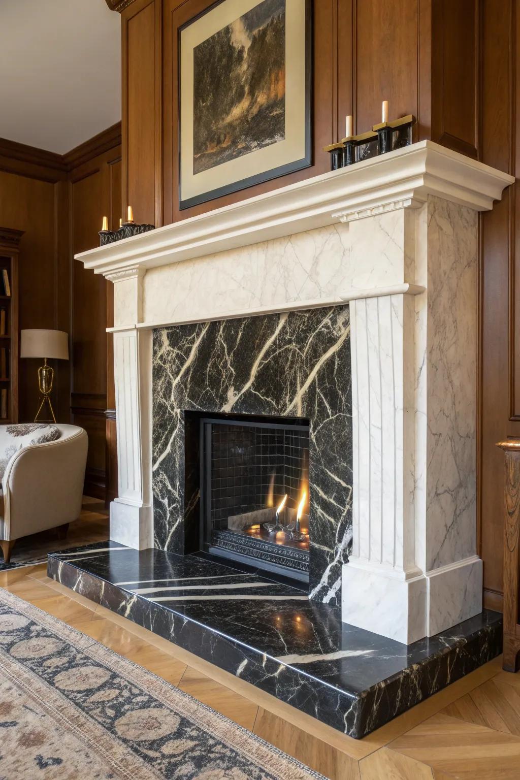 Transform your living space with a stunning marble fireplace hearth.