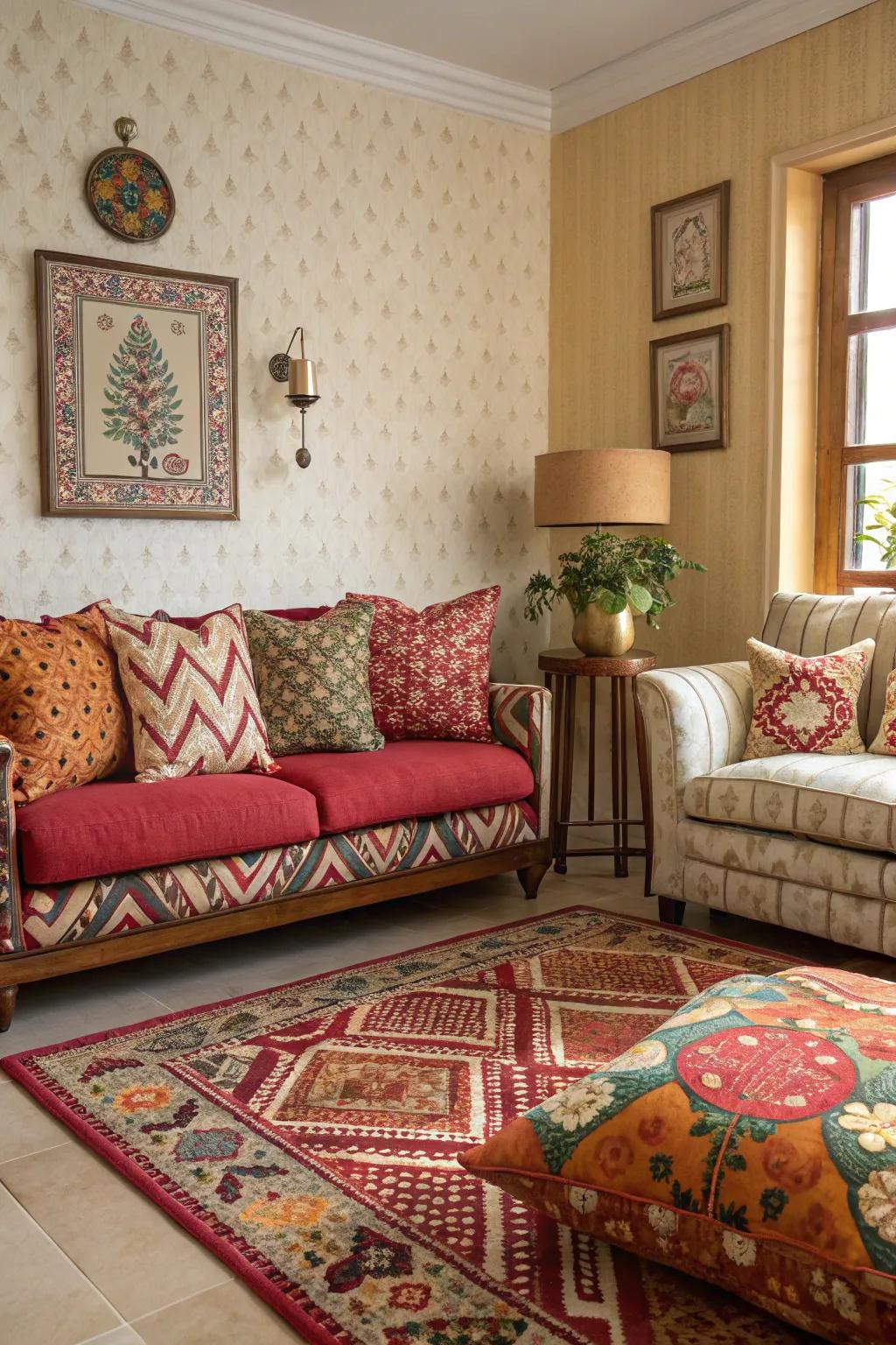 Patterns bring personality and energy to your living room.