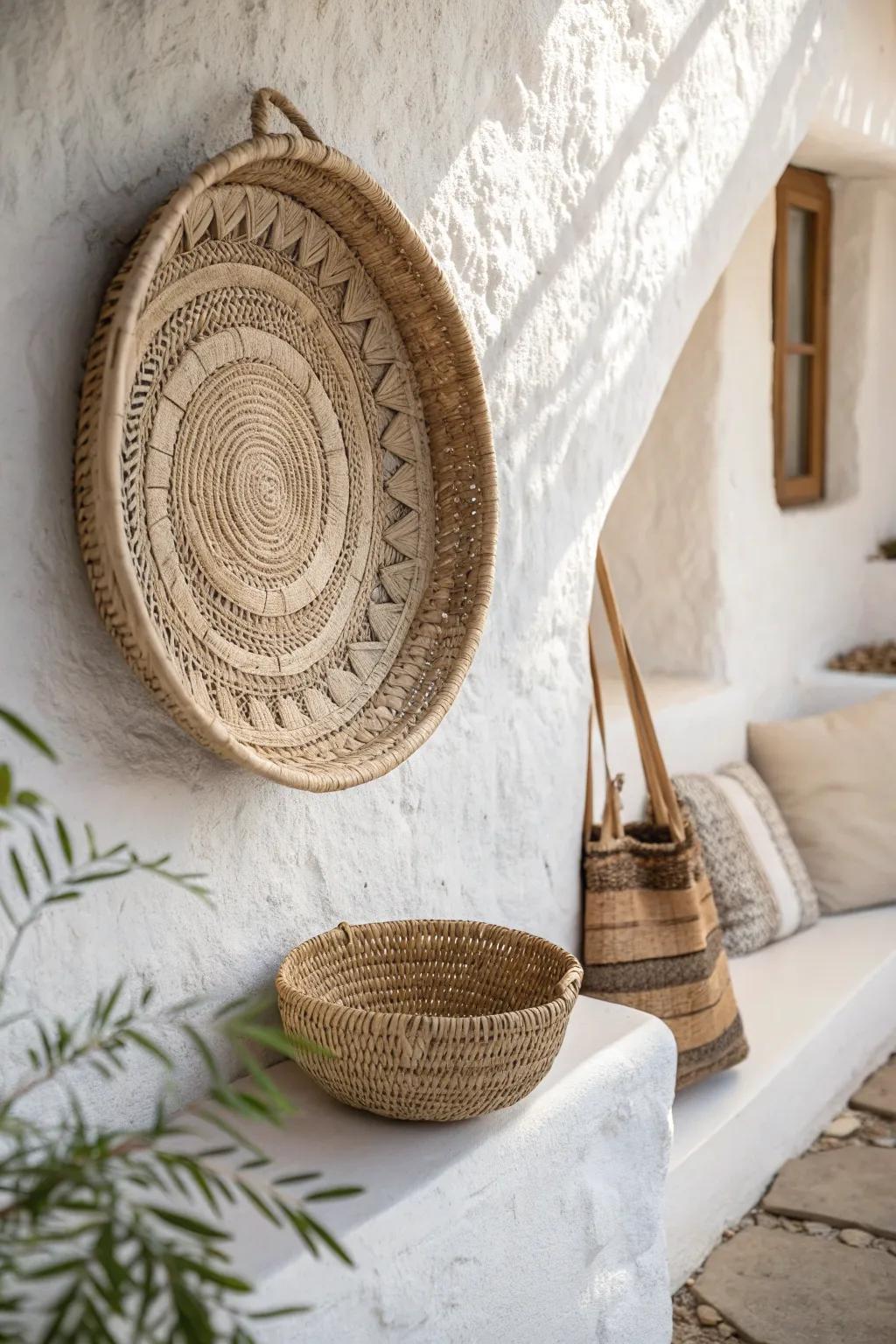 Elevate your space with the subtle beauty of handcrafted wall baskets.