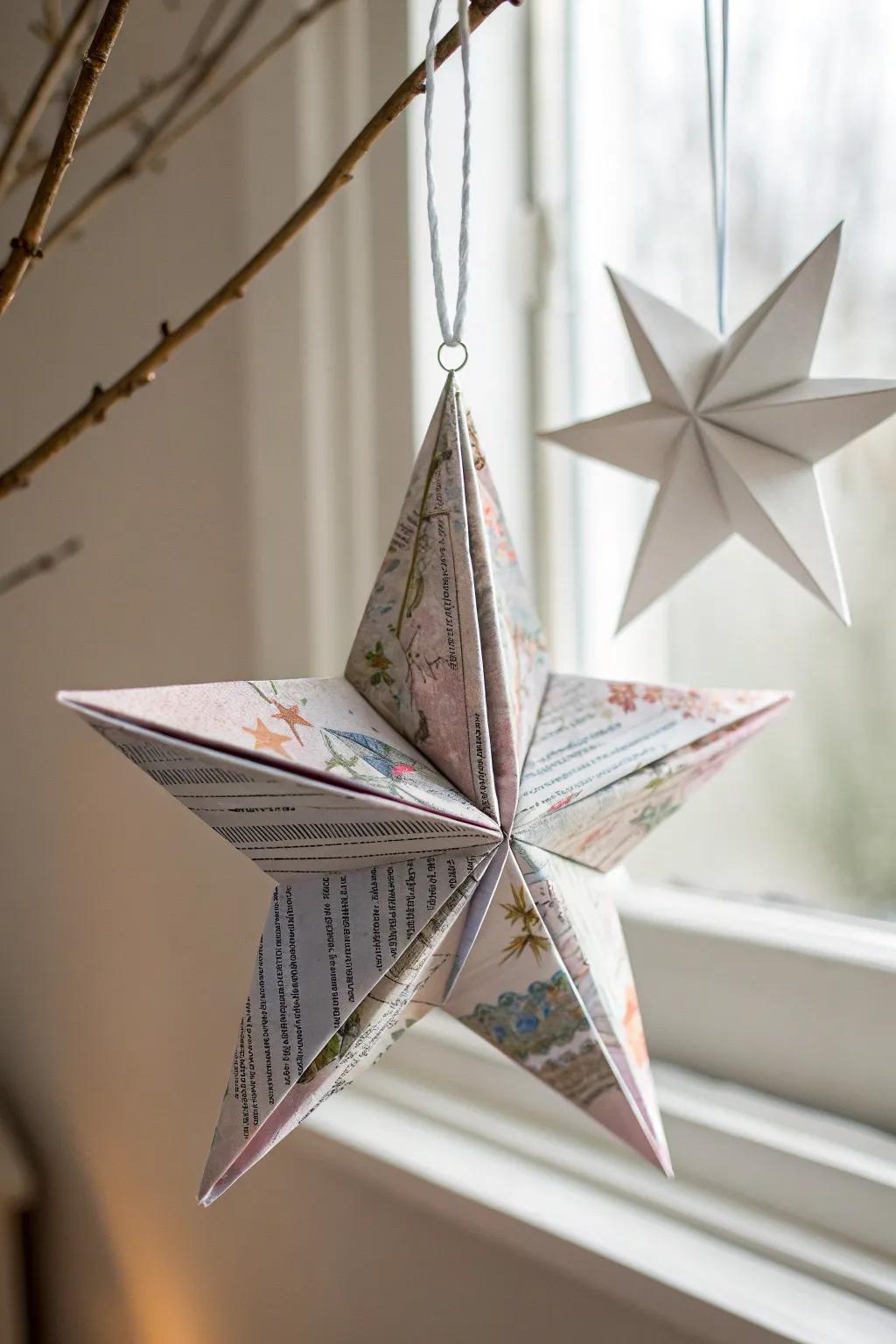 Add a touch of whimsy to your space with handcrafted magazine paper stars.