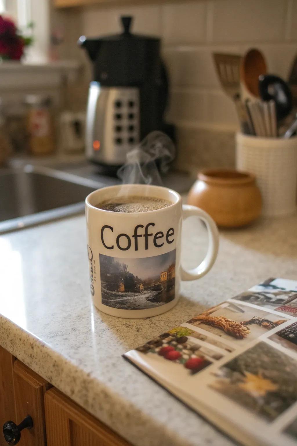 A custom memorial mug that brings warmth and cherished memories.