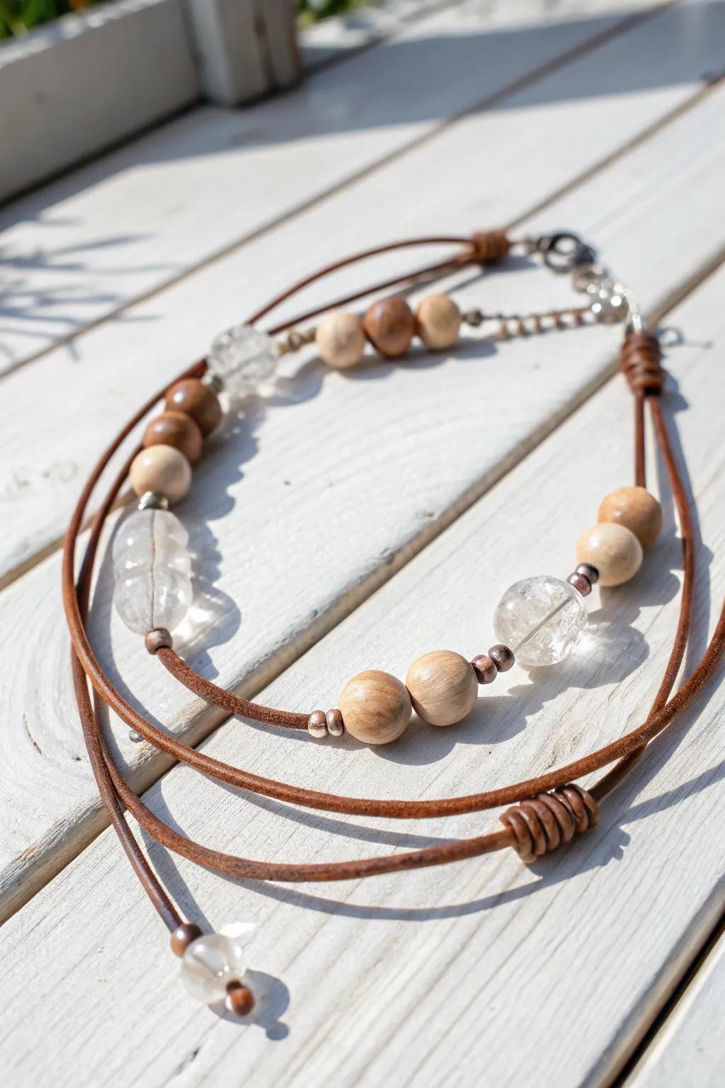 Embrace the beauty of mixed materials with this stunning memory wire necklace.