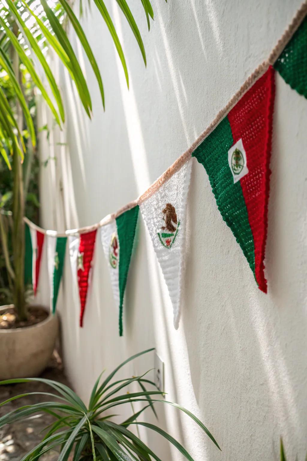 Celebrate culture with elegance—handcrafted Mexican flag buntings bring vibrant charm to any space.