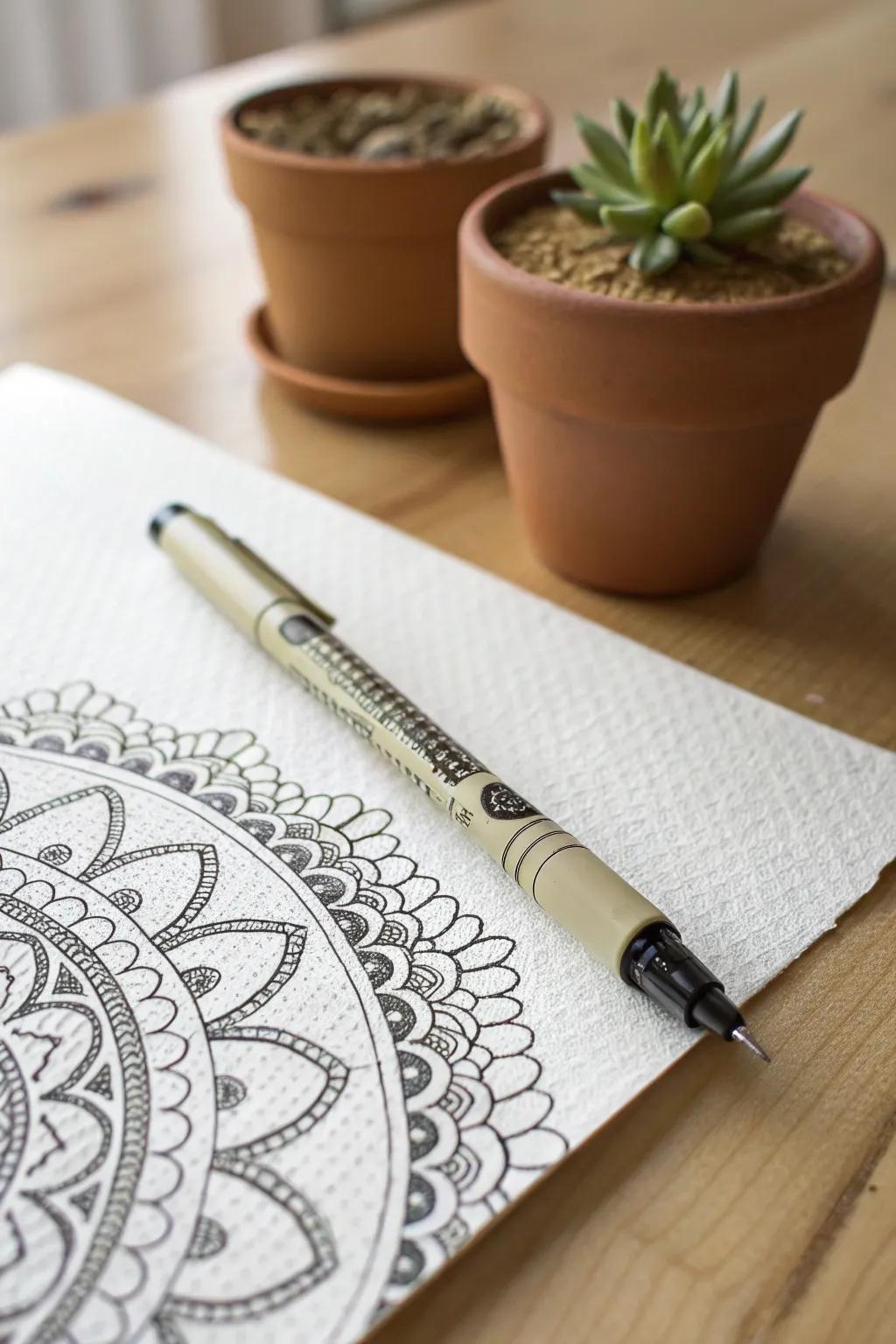 Dive into the mesmerizing world of Zentangle with the precision of a micron pen. #ArtInSimplicity
