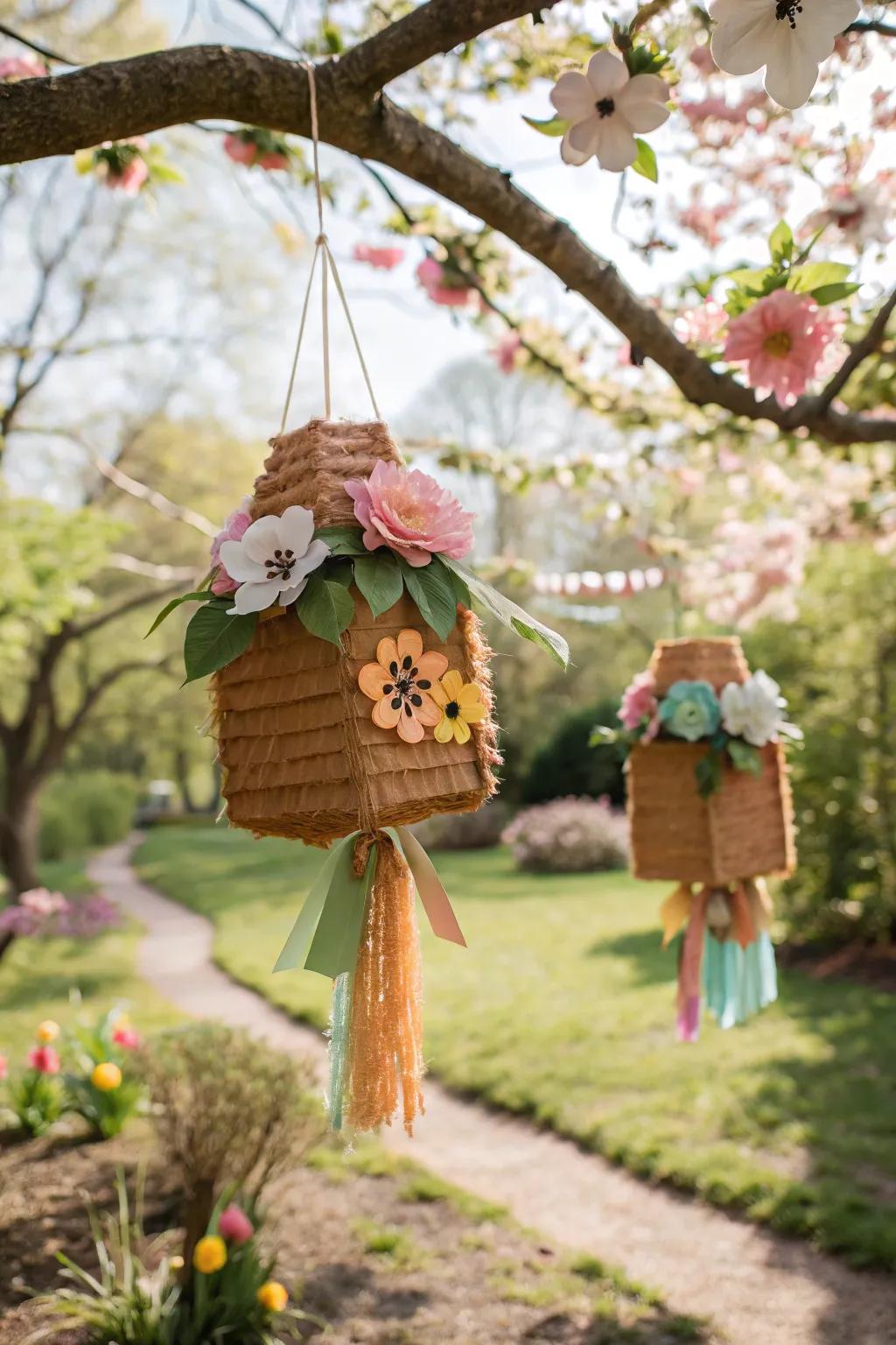 Serene nature-inspired mini piñatas that bring the outdoors in.