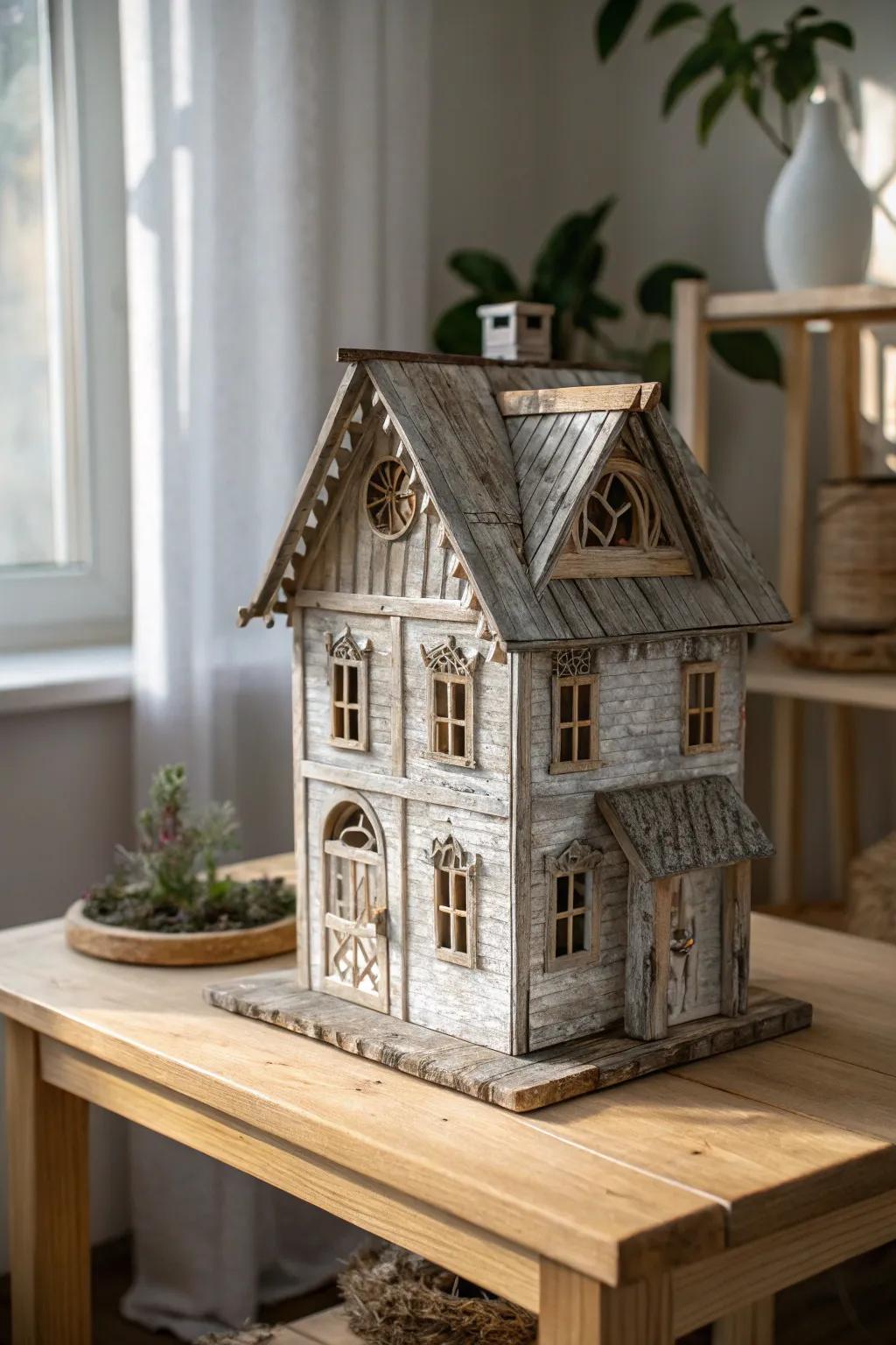 Discover the mystery within: a minimalist haunted house with secret nooks.