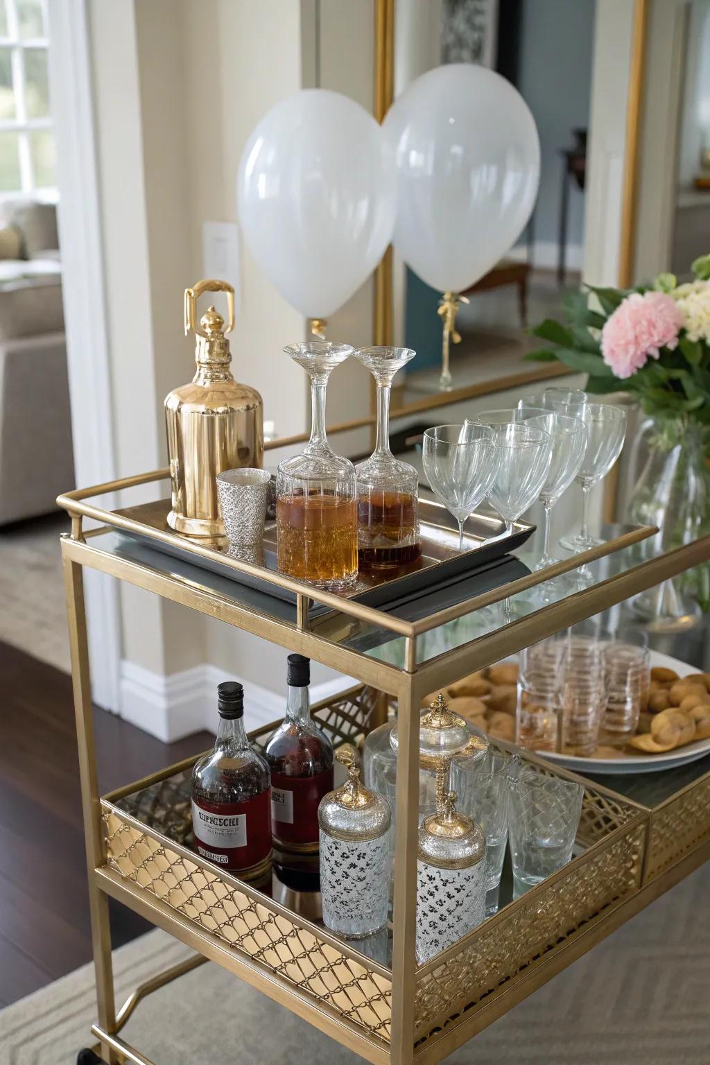 A mirror tray elevates the style of your bar cart.