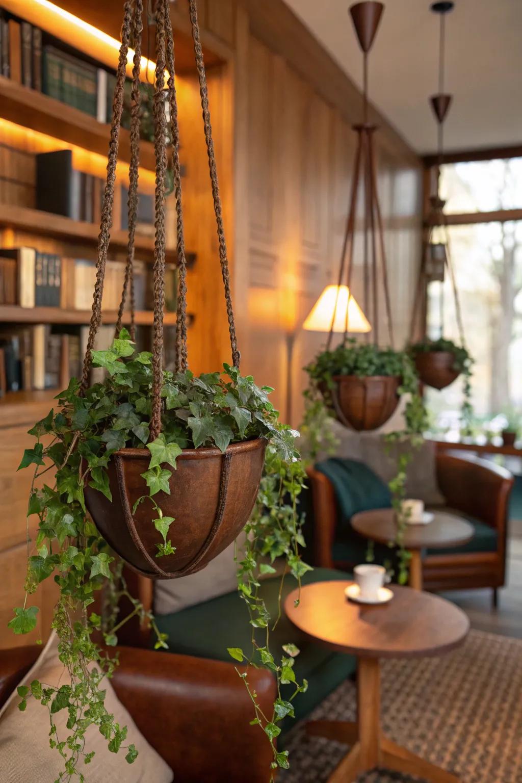 Leather planters add sophistication and style.