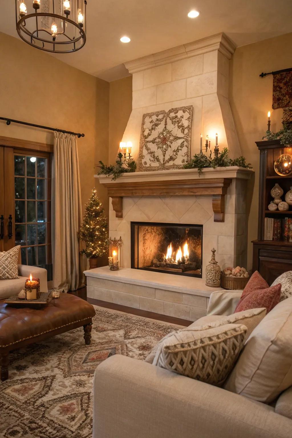 Warm tones in plaster create a cozy and inviting atmosphere.