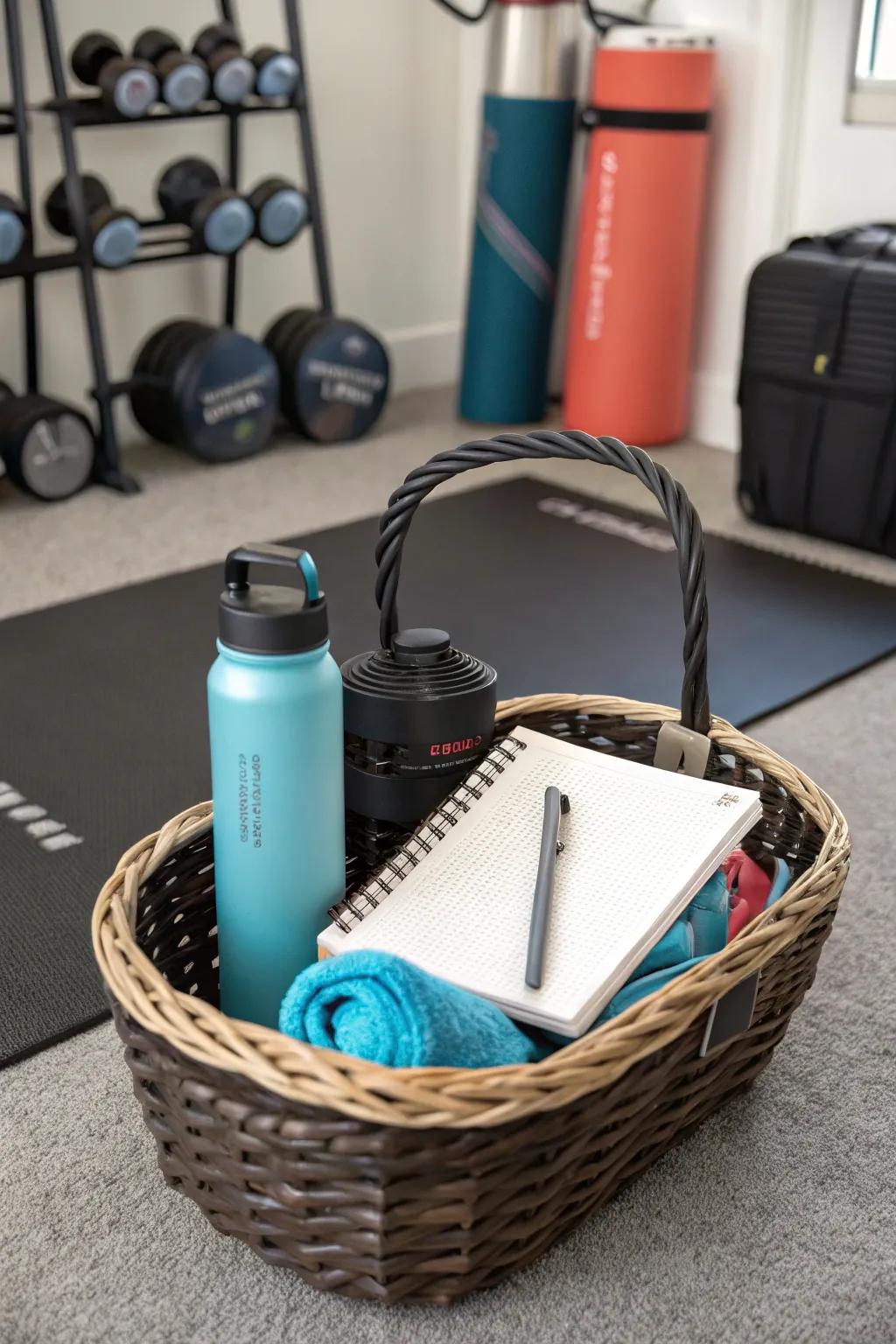 A fitness motivation basket for the health-conscious mom.