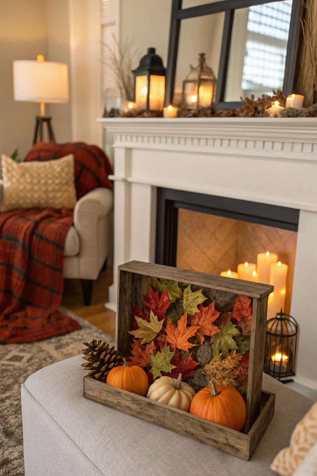 A seasonal celebration shadow box for autumn.