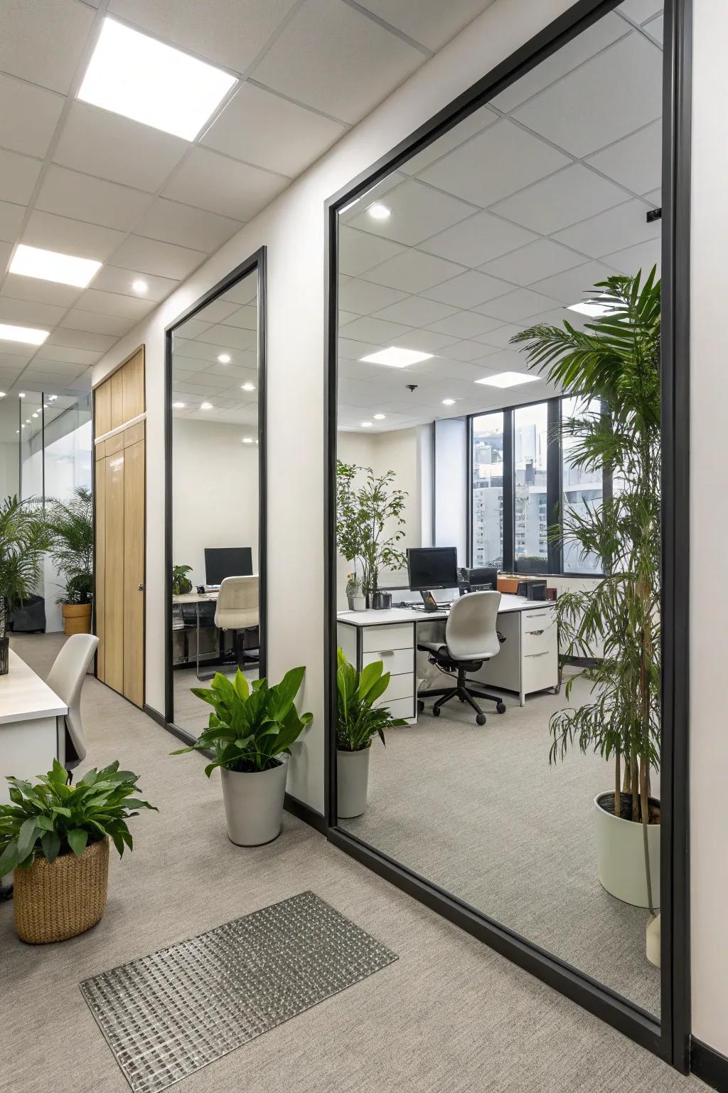 Mirrors can make your office feel more open and spacious.