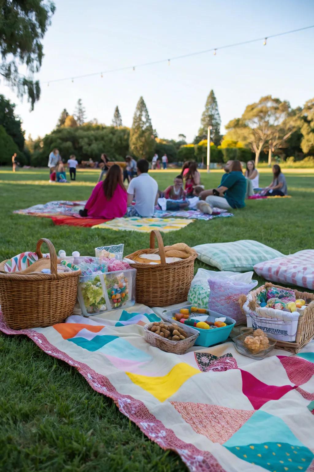 Enjoy a relaxed picnic party with friends and delicious snacks.