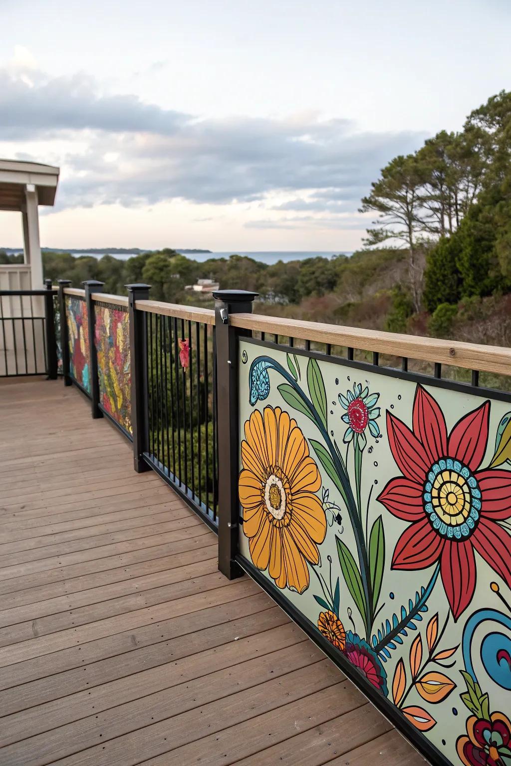 Artistic murals turn your deck railing into a masterpiece.