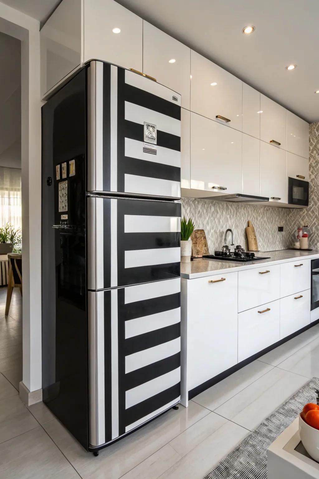 Bold stripes make a dynamic statement in your kitchen.