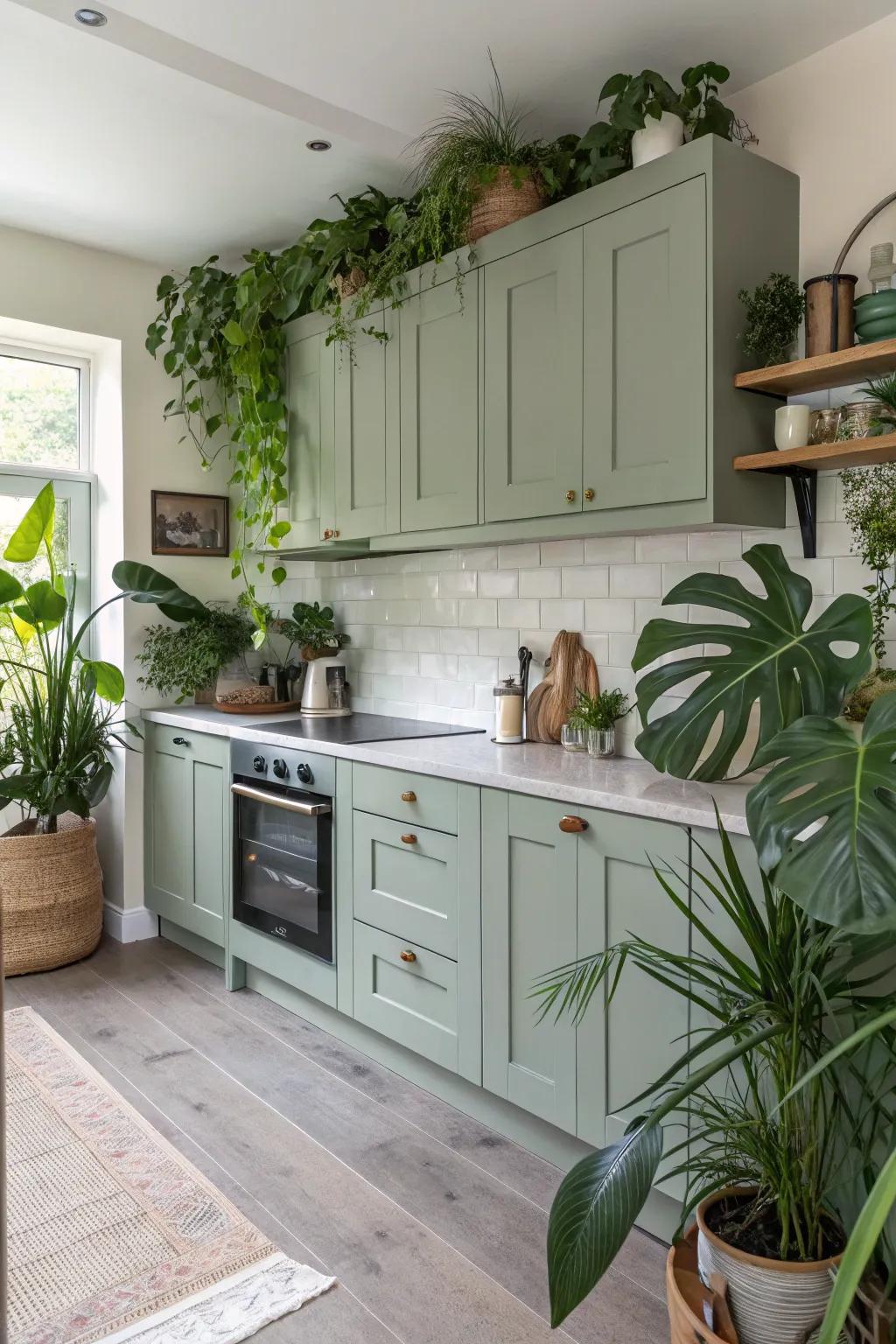 Nature-inspired greens bring tranquility indoors.