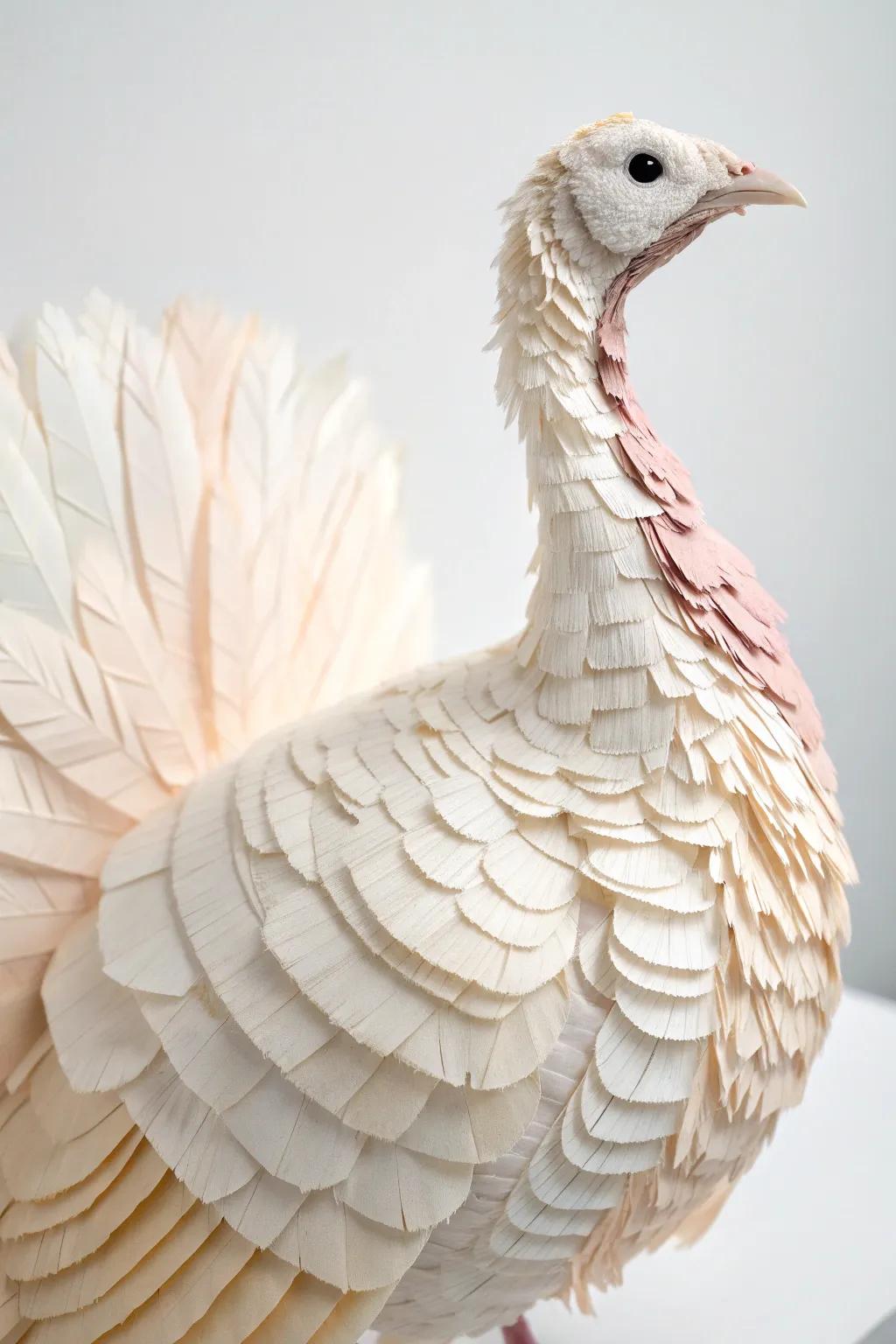 Elevate your holiday decor with this exquisite layered tissue paper turkey, where simplicity meets elegance.