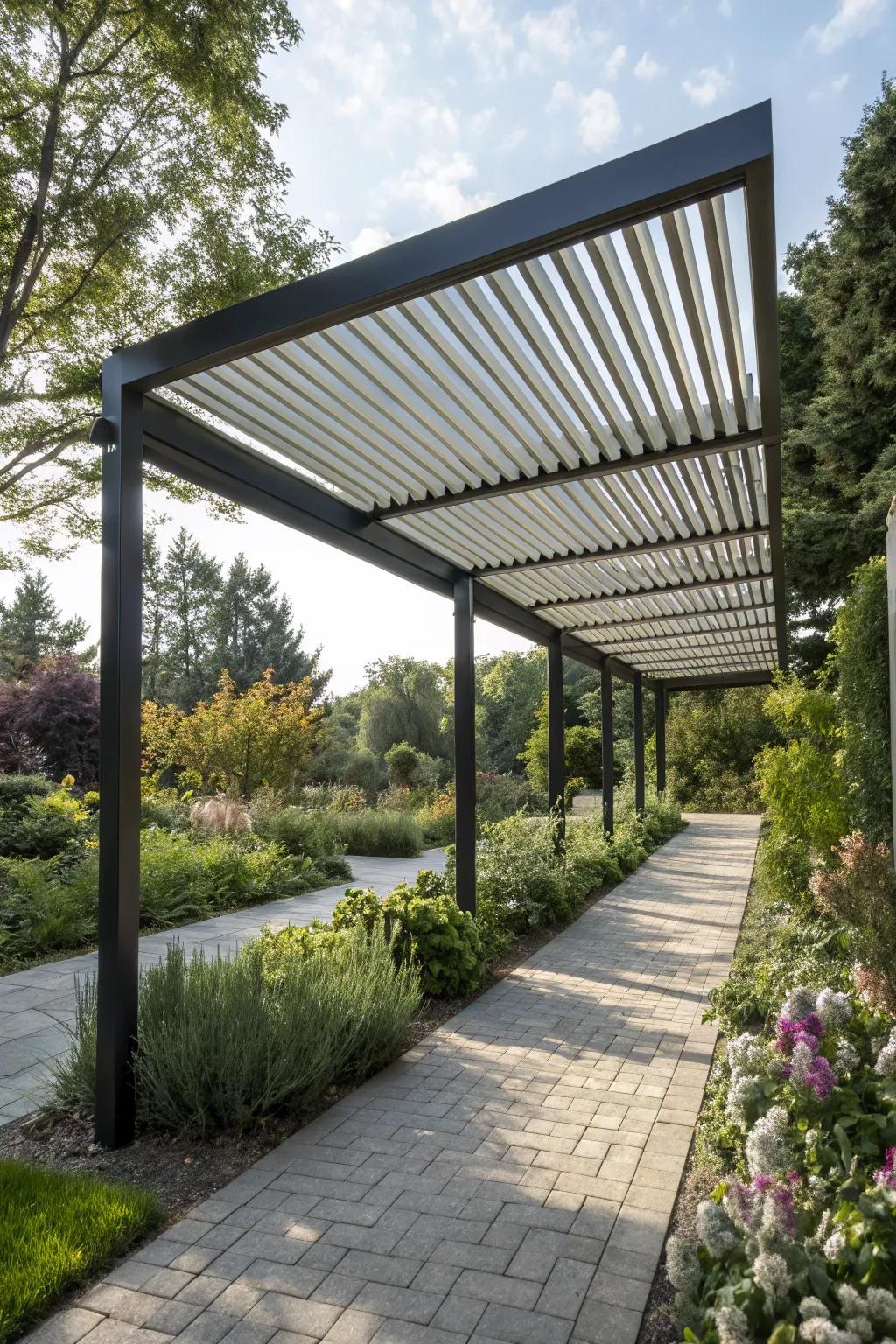 Aluminum louvered roofs provide adjustable light and airflow.