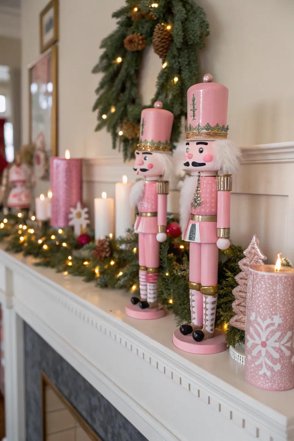 Pink nutcrackers offer a classic touch with a modern twist.