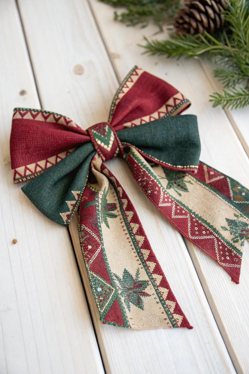 Elevate your holiday decor with a touch of minimalist elegance. This handcrafted bow brings festive cheer with Scandinavian simplicity and Boho charm.