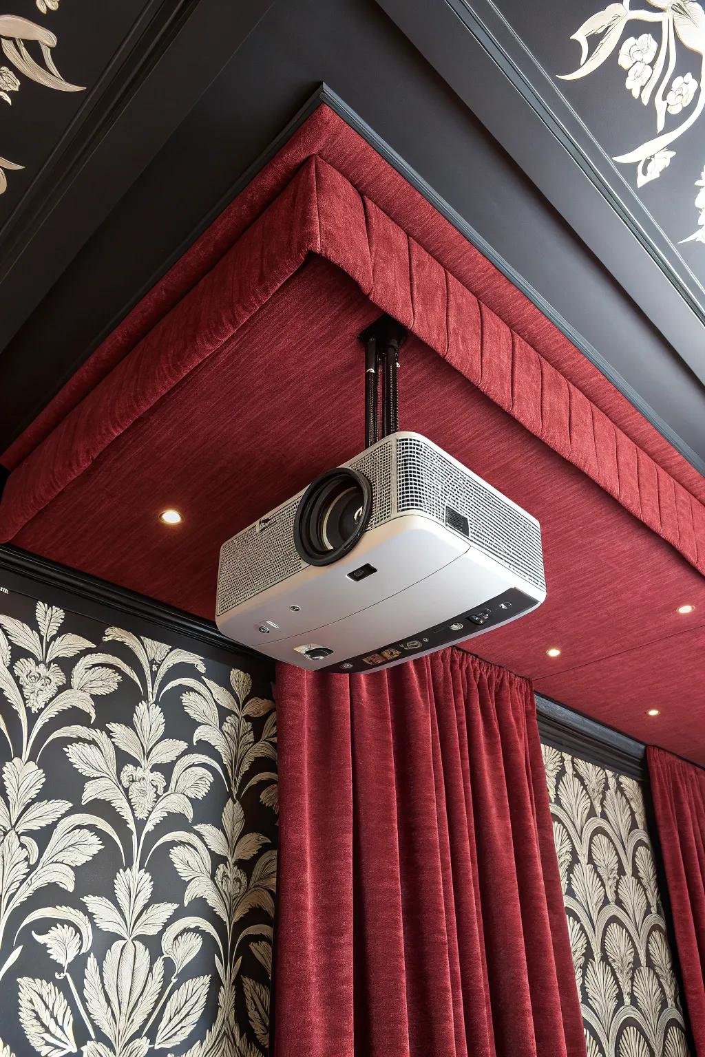 Elevate your space with a custom fabric projector enclosure that blends craftsmanship with style.