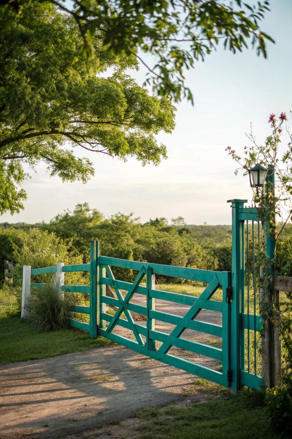 Custom paint colors add personality to this ranch entrance.