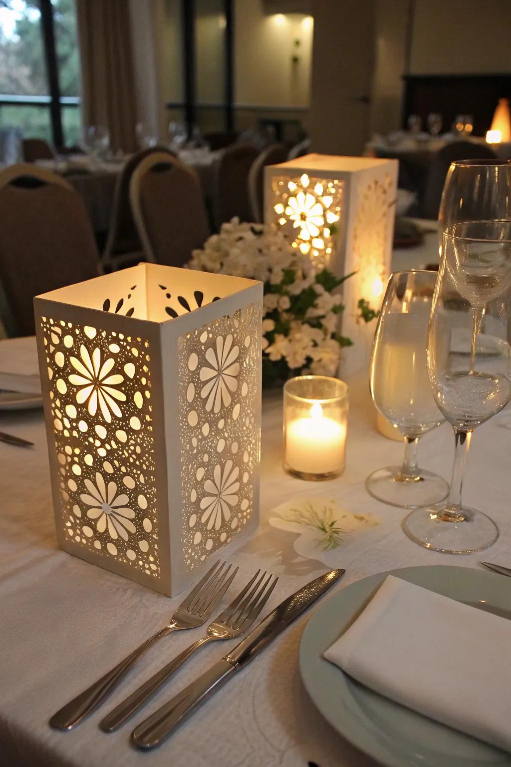 Set the mood with decorative milk carton candle holders.