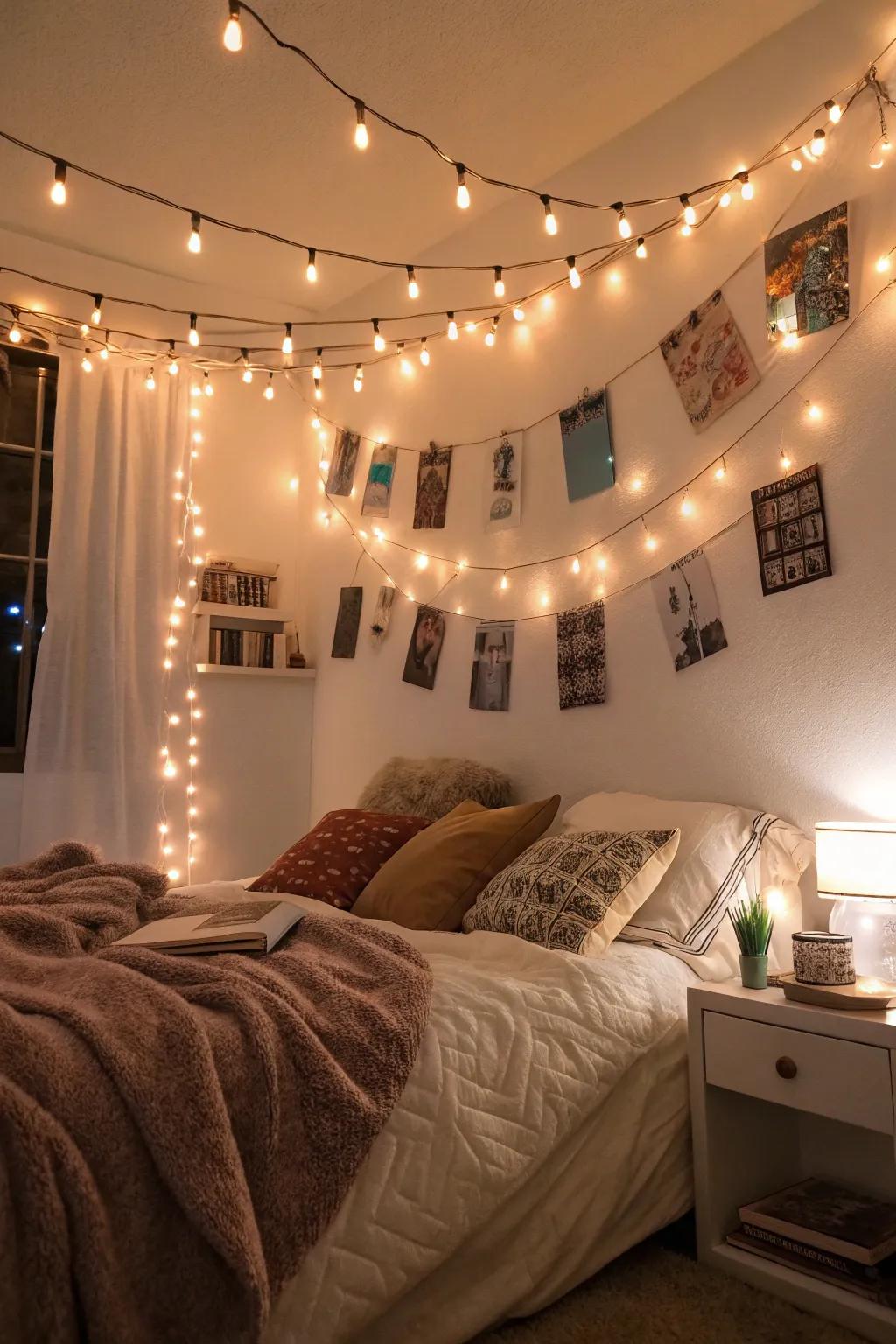 String lights add warmth and a magical touch to your space.